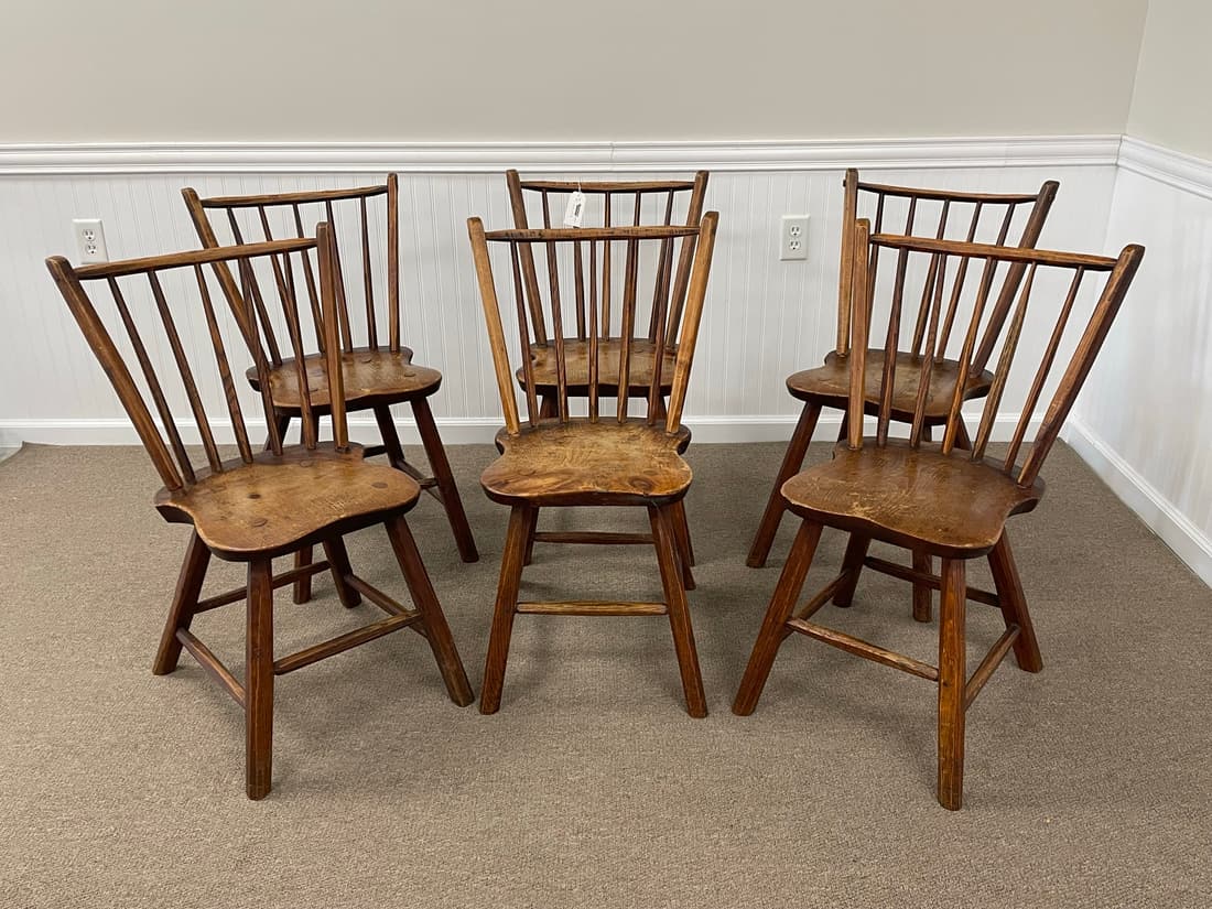 Set of 6 Rustic Spindle Back Dining Chairs (1 of 4)