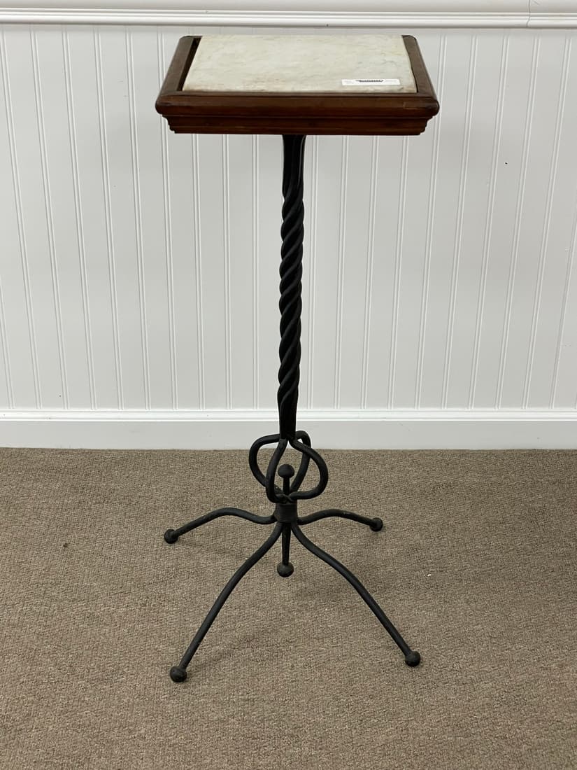 Marble Top Pedestal Plant Stand (1 of 4)