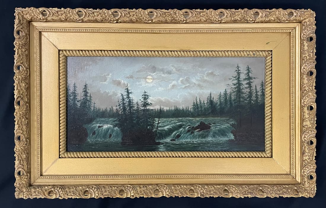 Adirondack Moonlite Waterfall Oil Painting (1 of 4)