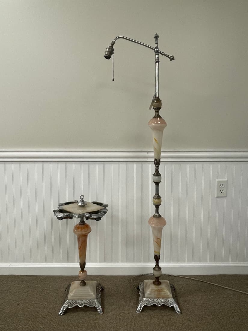 Art Deco Akro Agate Floor Lamp & Ash Tray (1 of 6)