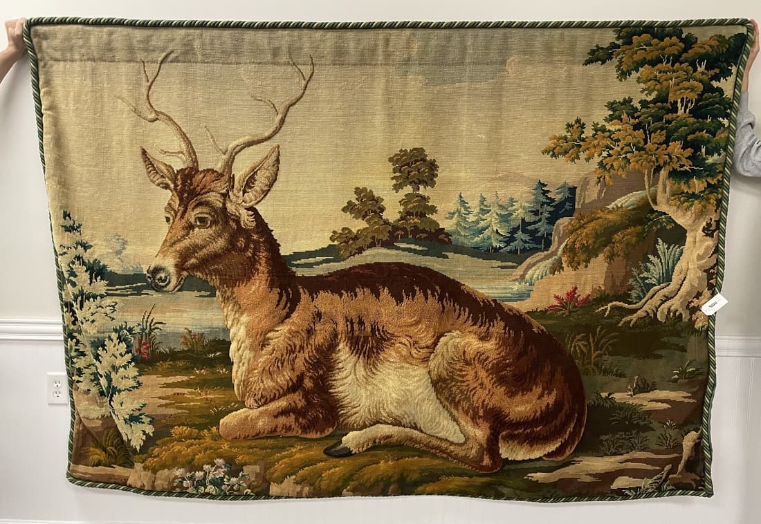 European Crewelwork Tapestry with Deer (1 of 5)