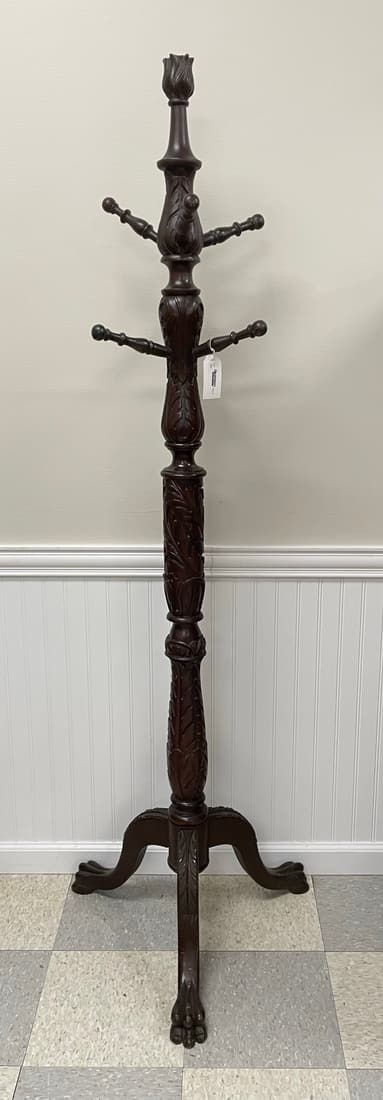 Claw Footed Carved Mahogany Coat Tree (1 of 4)