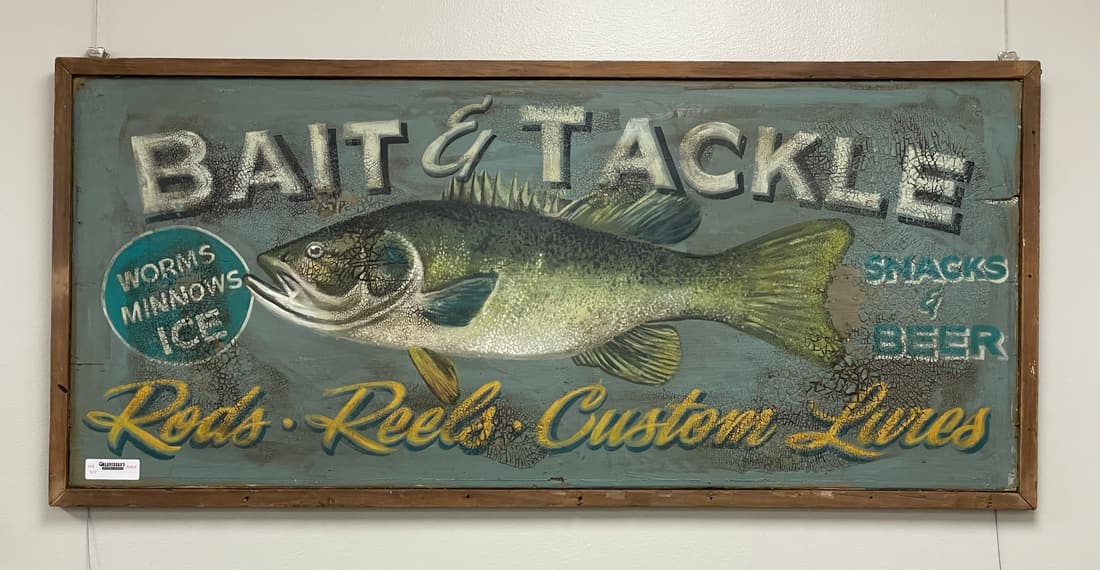 Bait & Tackle Wooden Painted Sign (1 of 3)