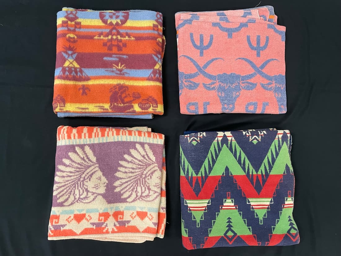 4 Vintage Camp Blankets Auction