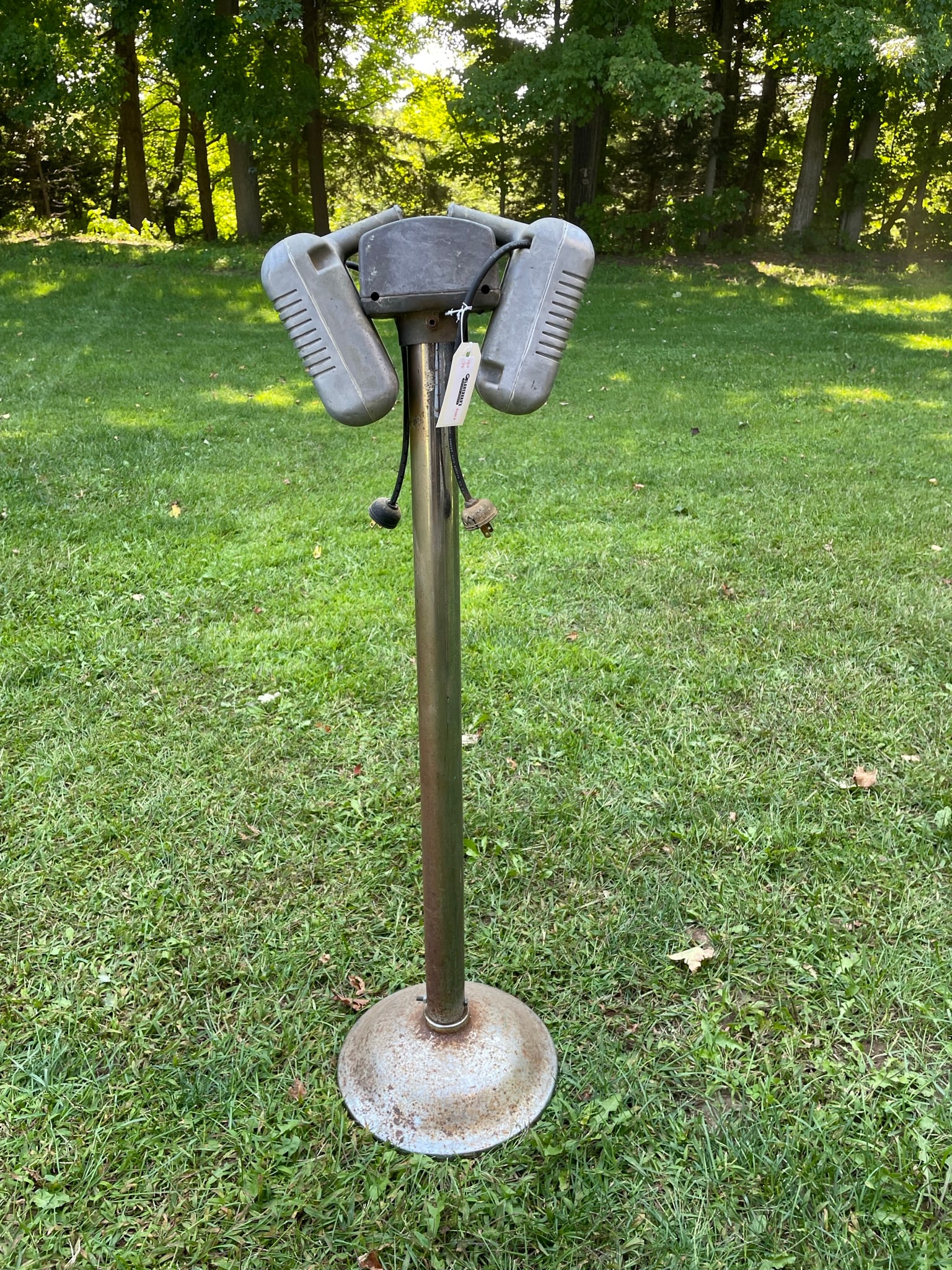 1950s Drive In Theater Speakers: made in Kansas by CBX Mark II. Speakers and stand are in unrestored as found condition and stand 42 inches tall.