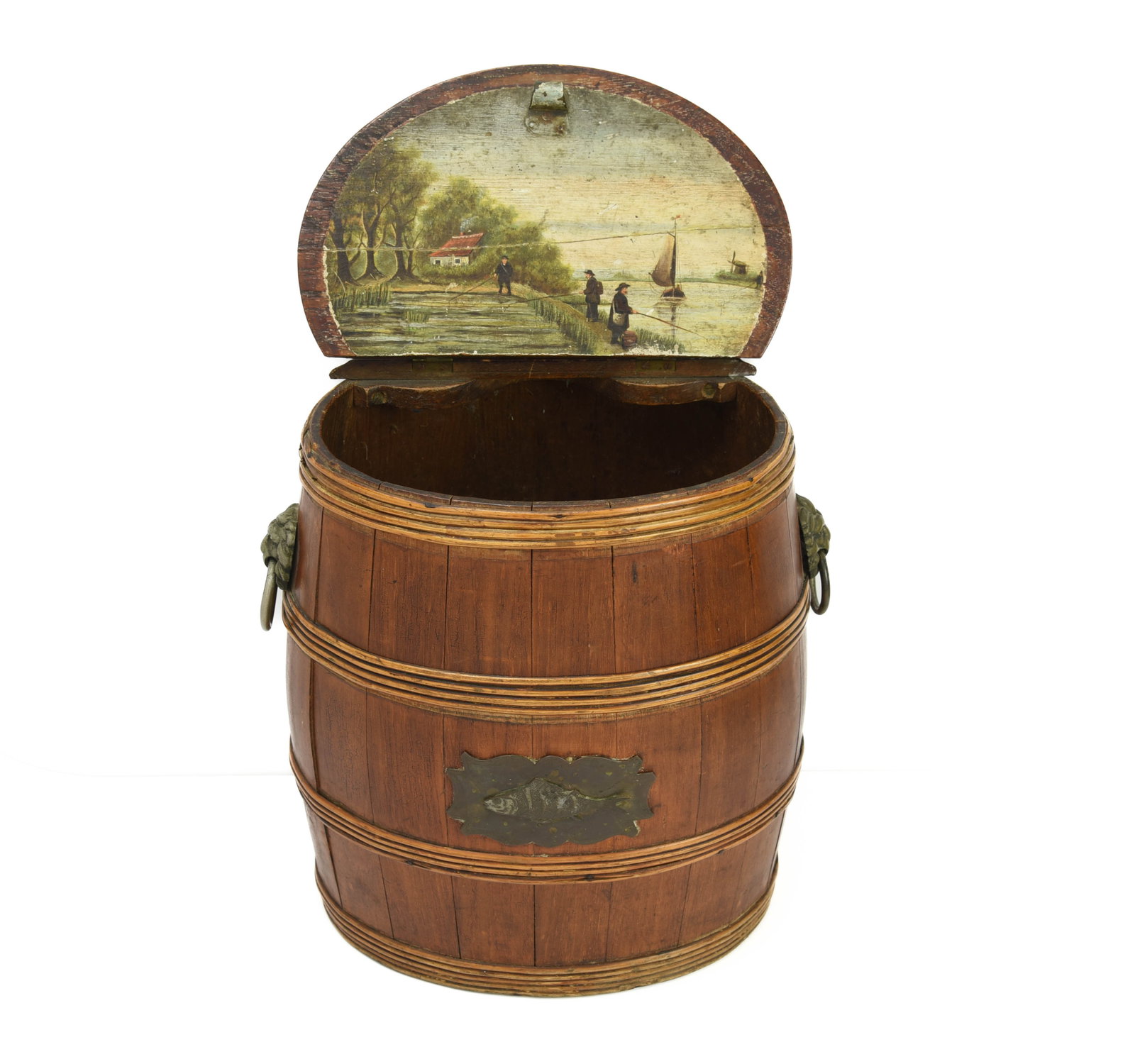 Rare Early Barrel Cooper Fishing Creel (1 of 3)