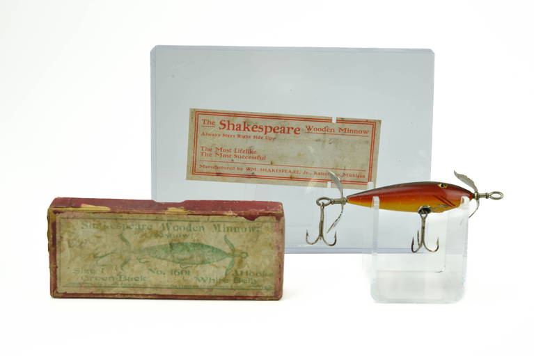 Early Shakespeare Wooden Minnow Picture Box