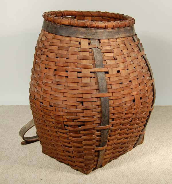 123 Early Adirondack Pack Basket with Leather Straps
