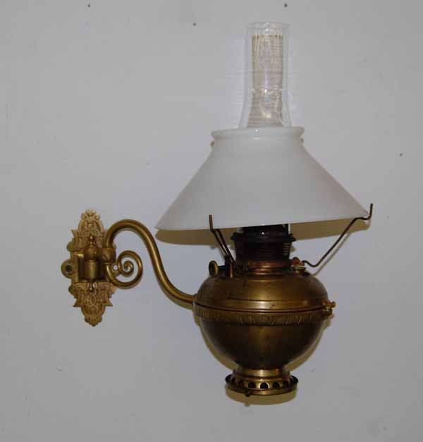 Bradley and Hubbard Wall Mount Oil Lamp: Original lighting from Great Camp Kwenogamac - Long Lake, NY