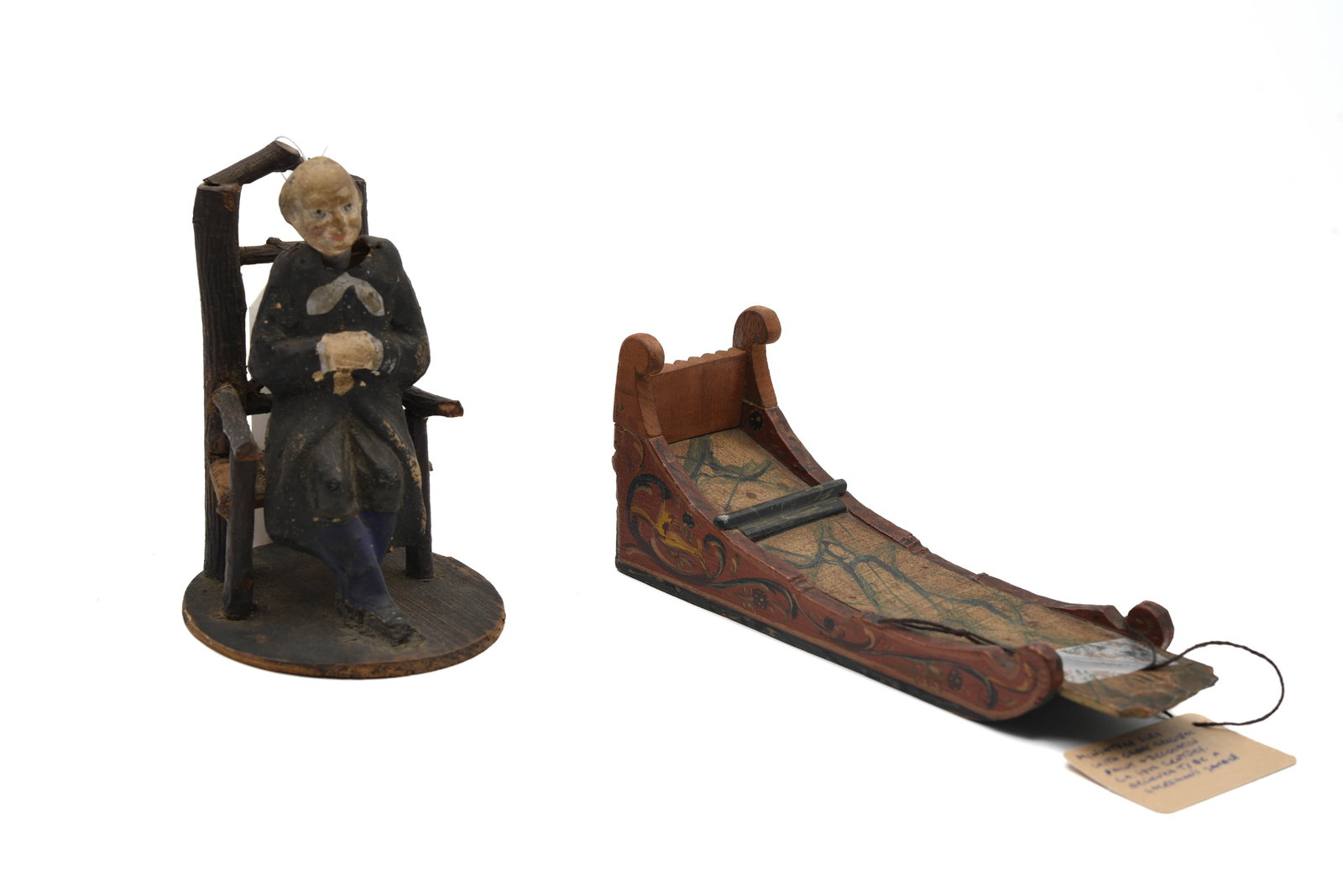 Folk Art Nodder and Hand Decorated Sled (1 of 5)