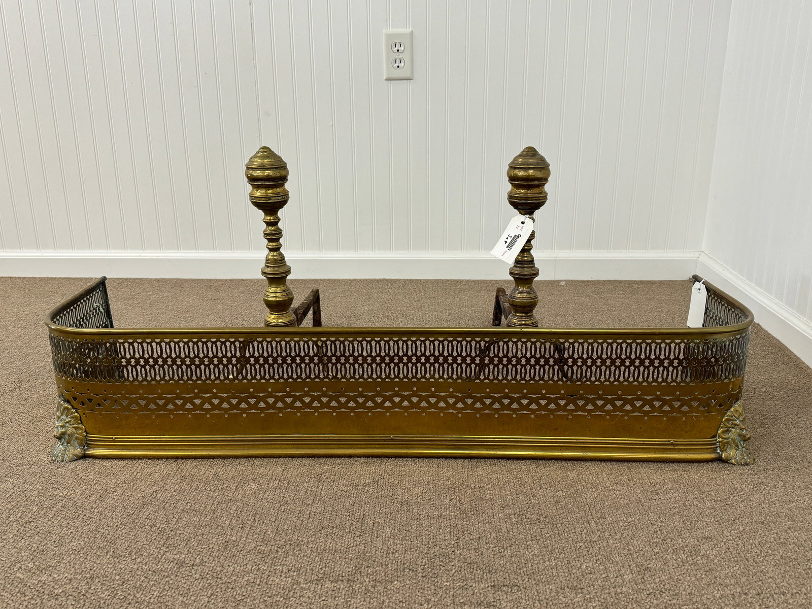 Period Brass Andirons and Fire Surround (1 of 4)