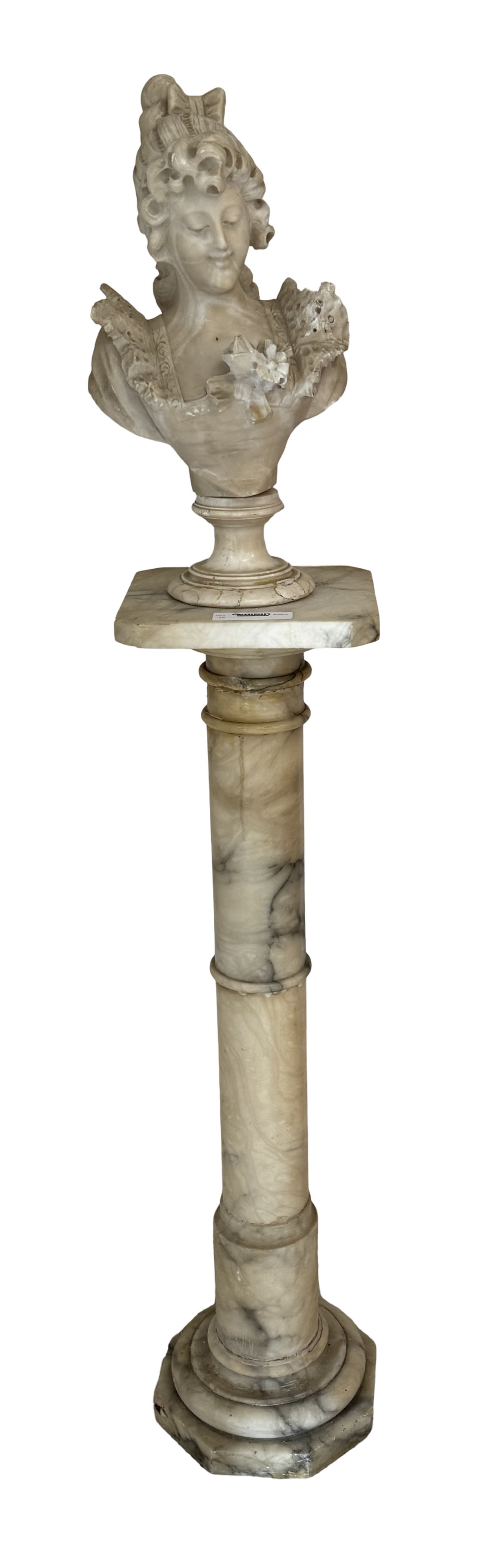 Marble Carved Female Bust on Pedestal (1 of 3)