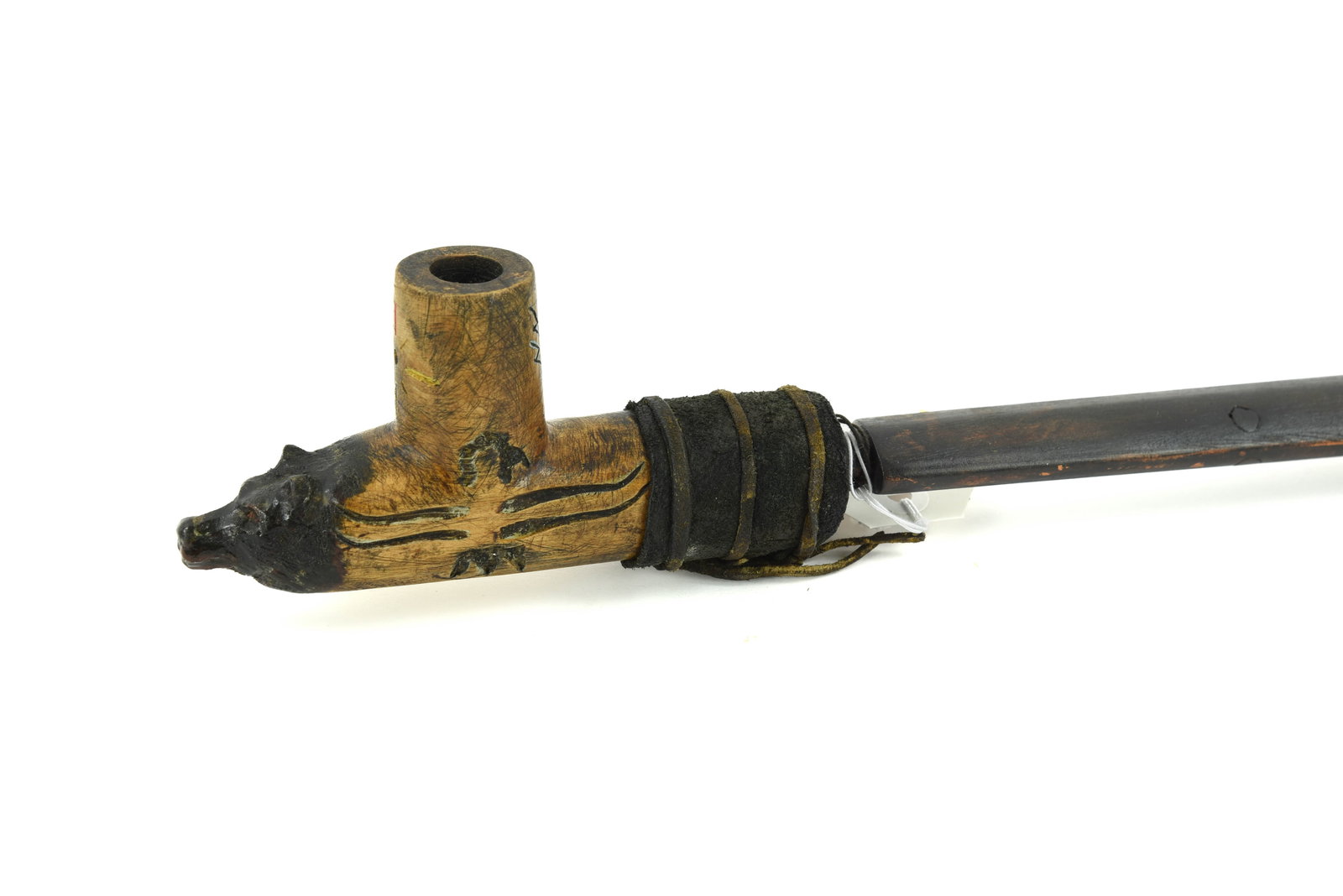 Plains Indian Ceremonial Pipe w/ Carved Bear Head (1 of 4)