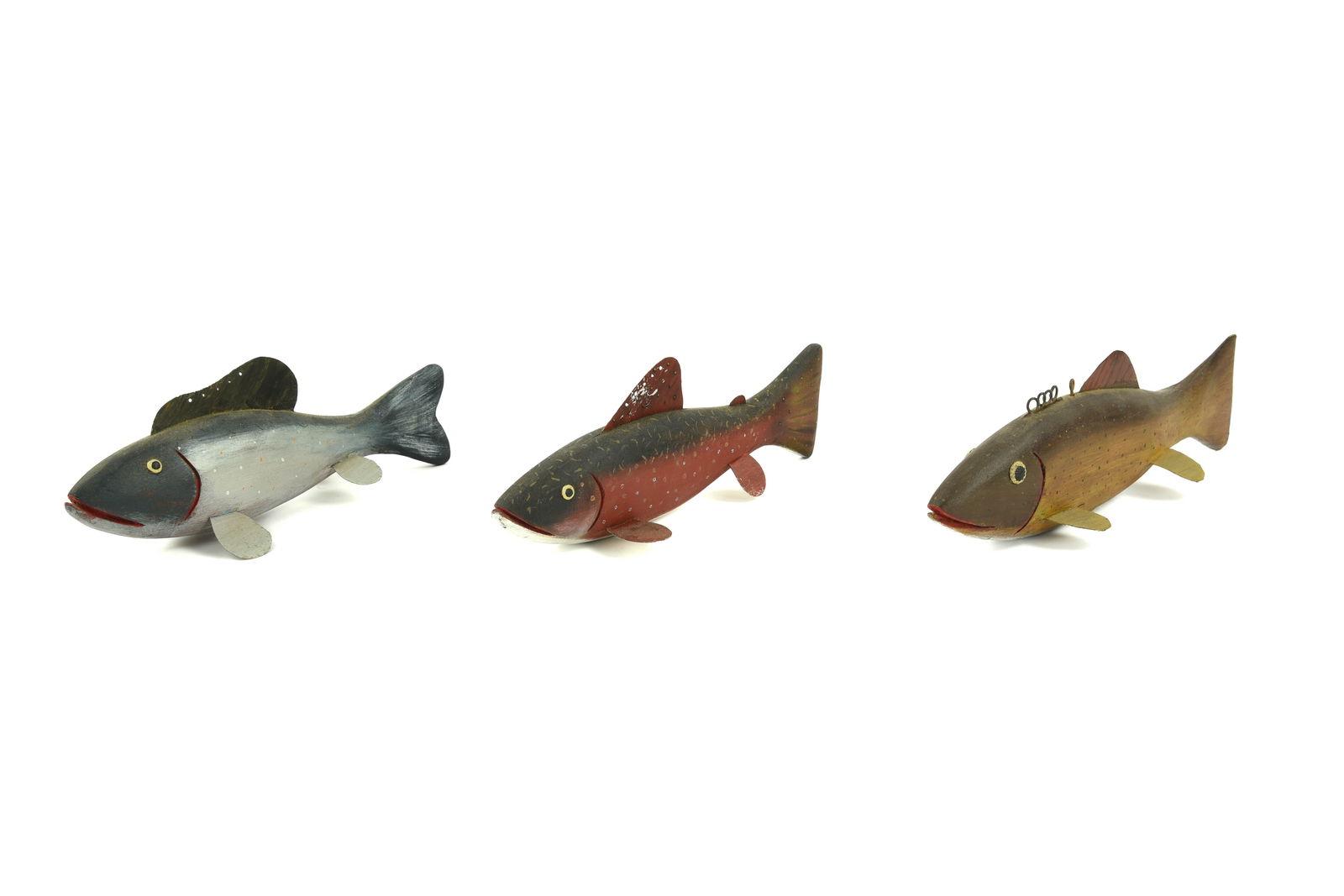 3 Hand Carved and Painted Wooden Fish Decoys (1 of 3)