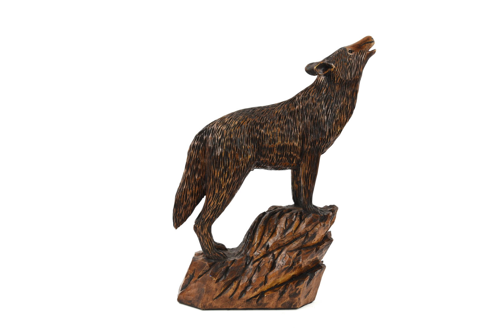 Denis Dube Wood Carving of Howling Wolfe (1 of 4)