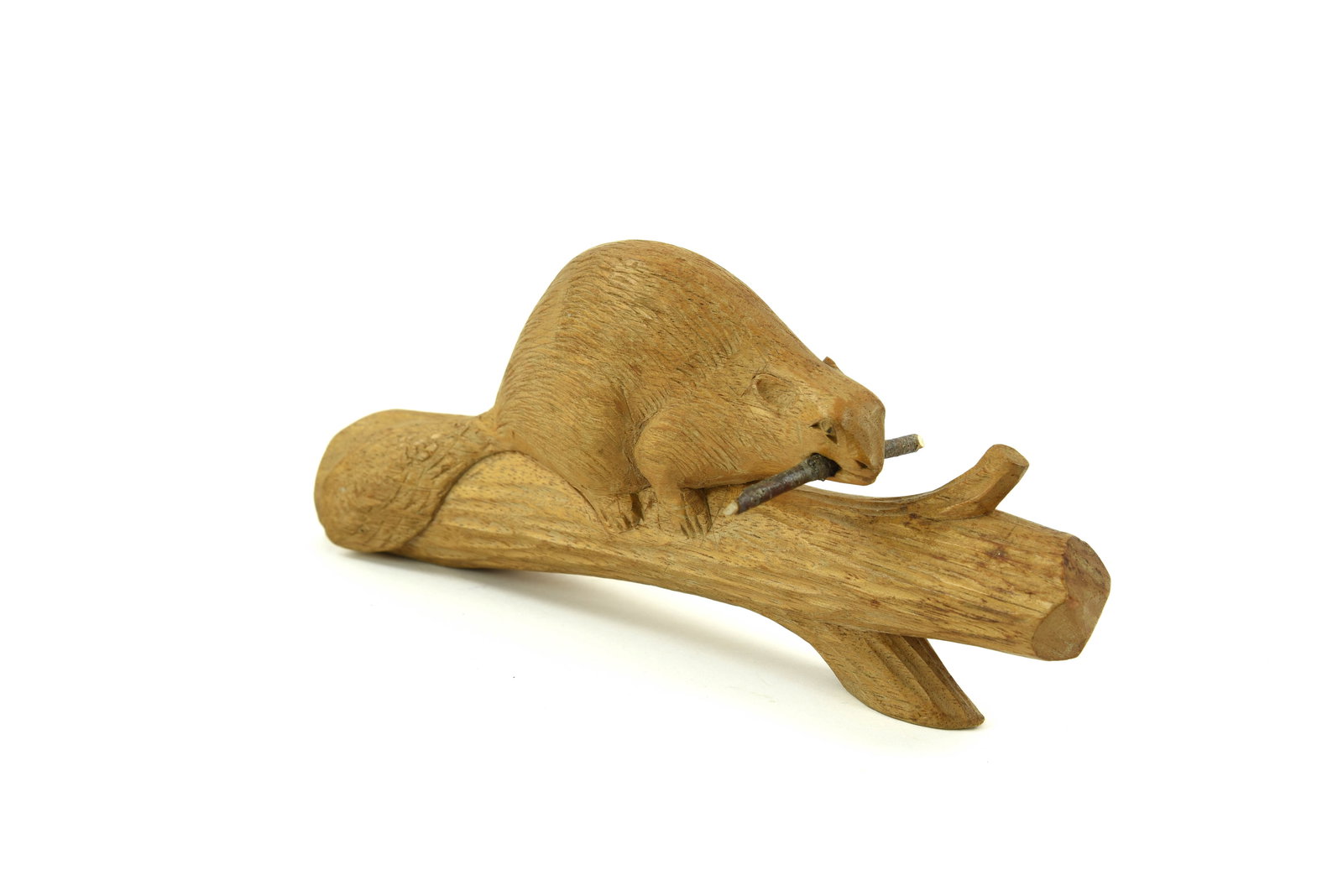 Finely Carved Beaver on Log (1 of 3)