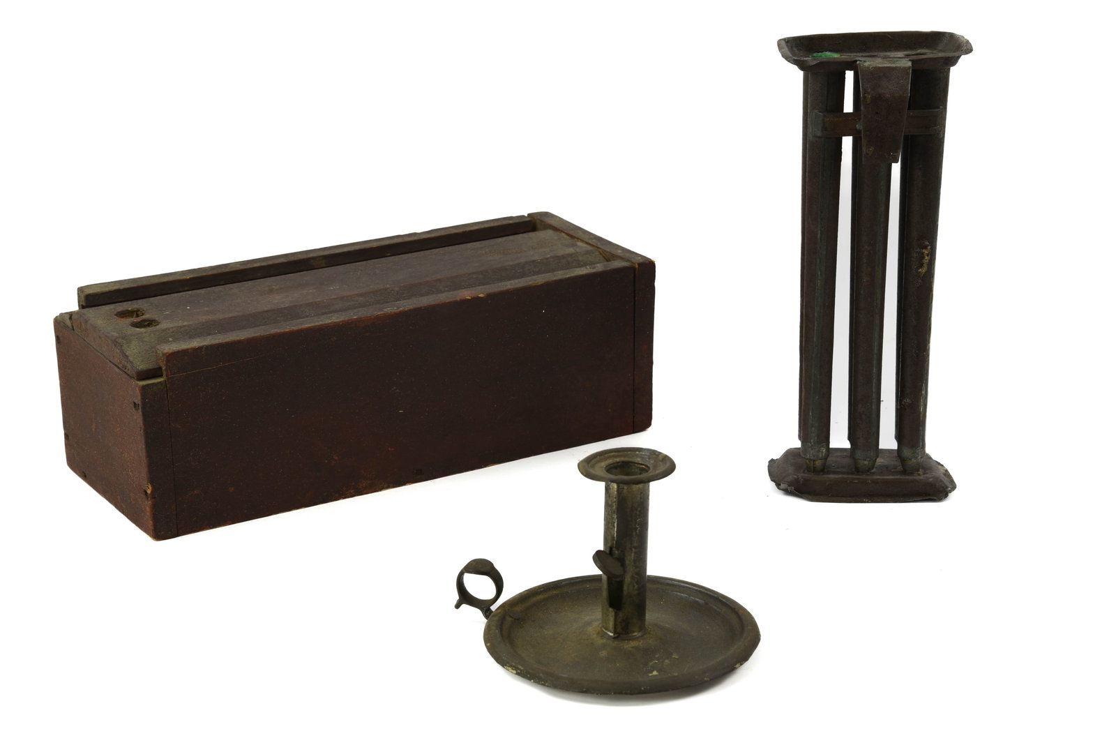 Candle Mold, Candle Stick & Red Painted Box (1 of 2)