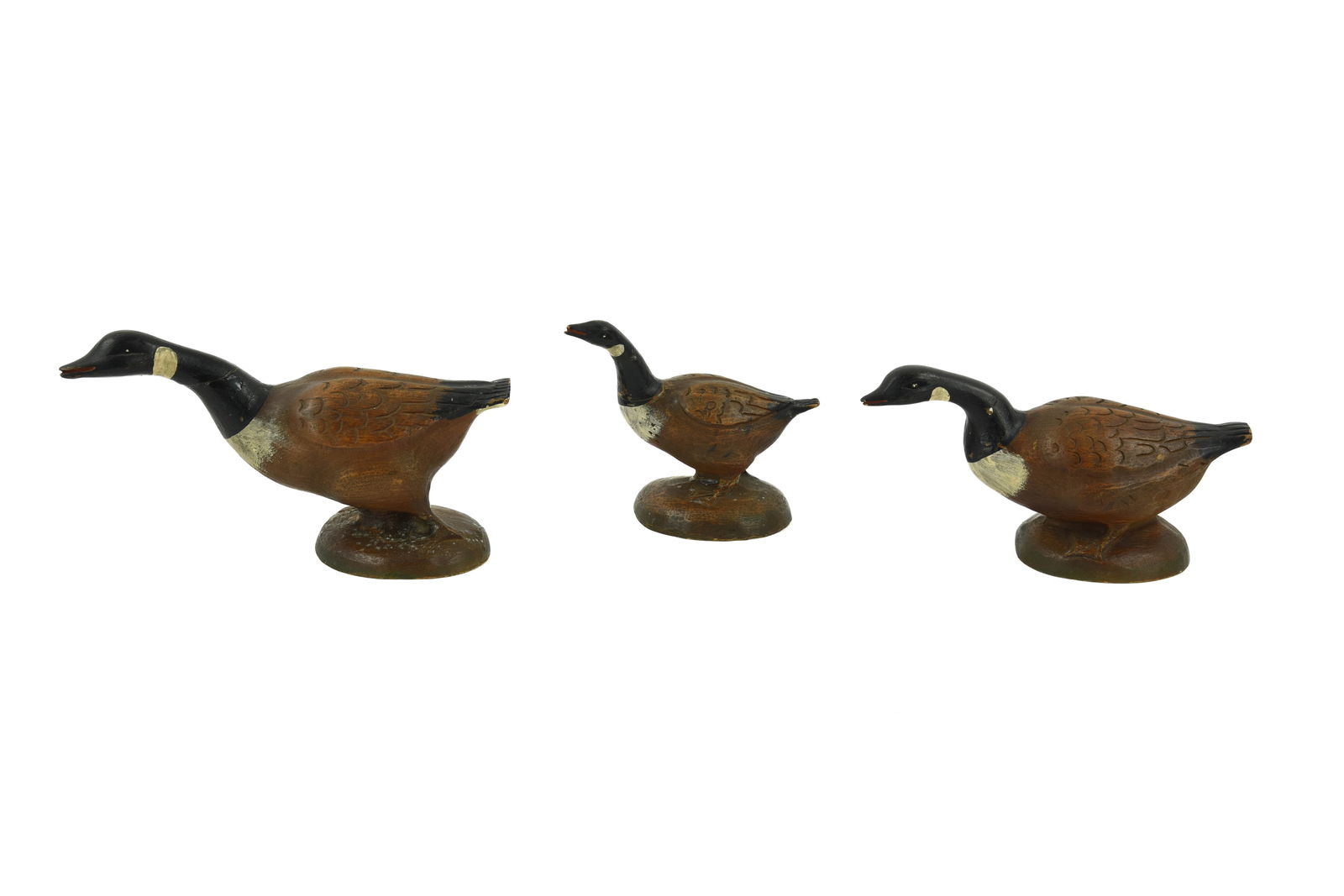 3 Miniature Wood Carved Canadian Geese (1 of 4)