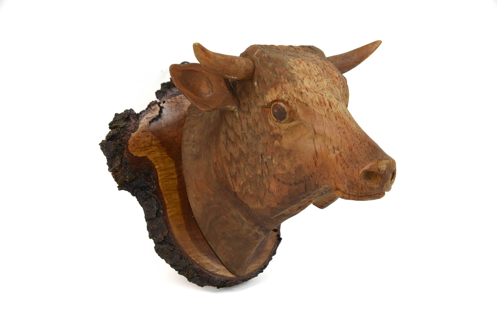 Carved Wooden Bull Head (1 of 2)