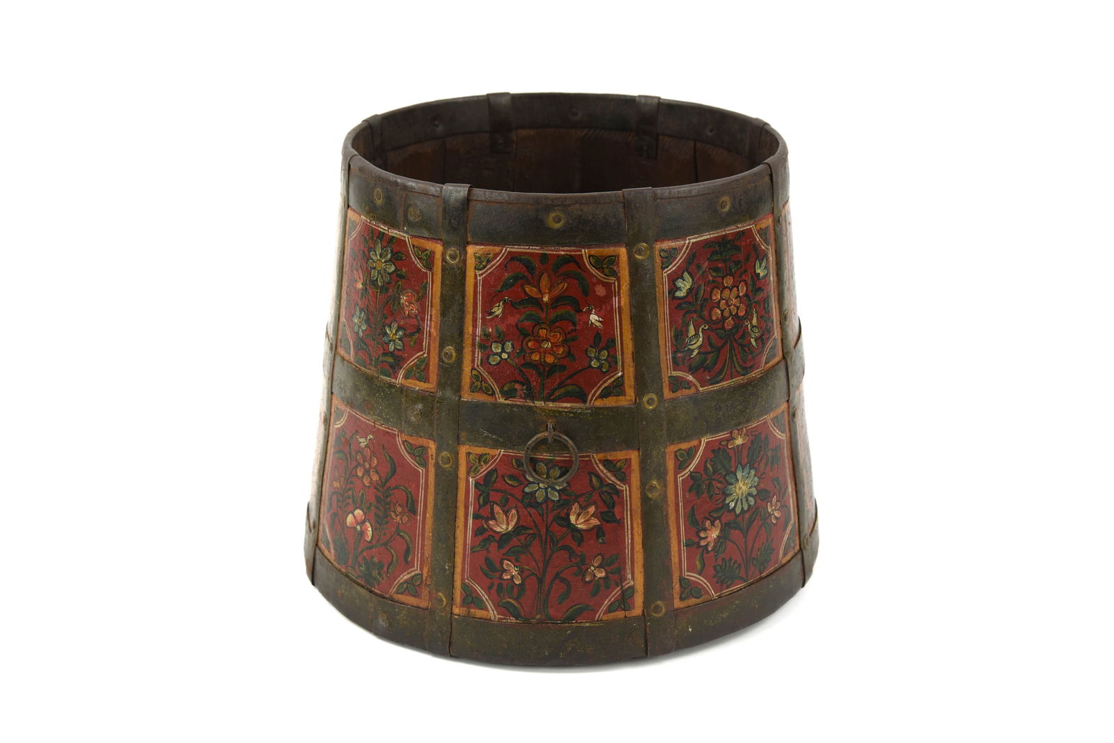 European Hand Painted Wooden Tapered Bucket (1 of 4)