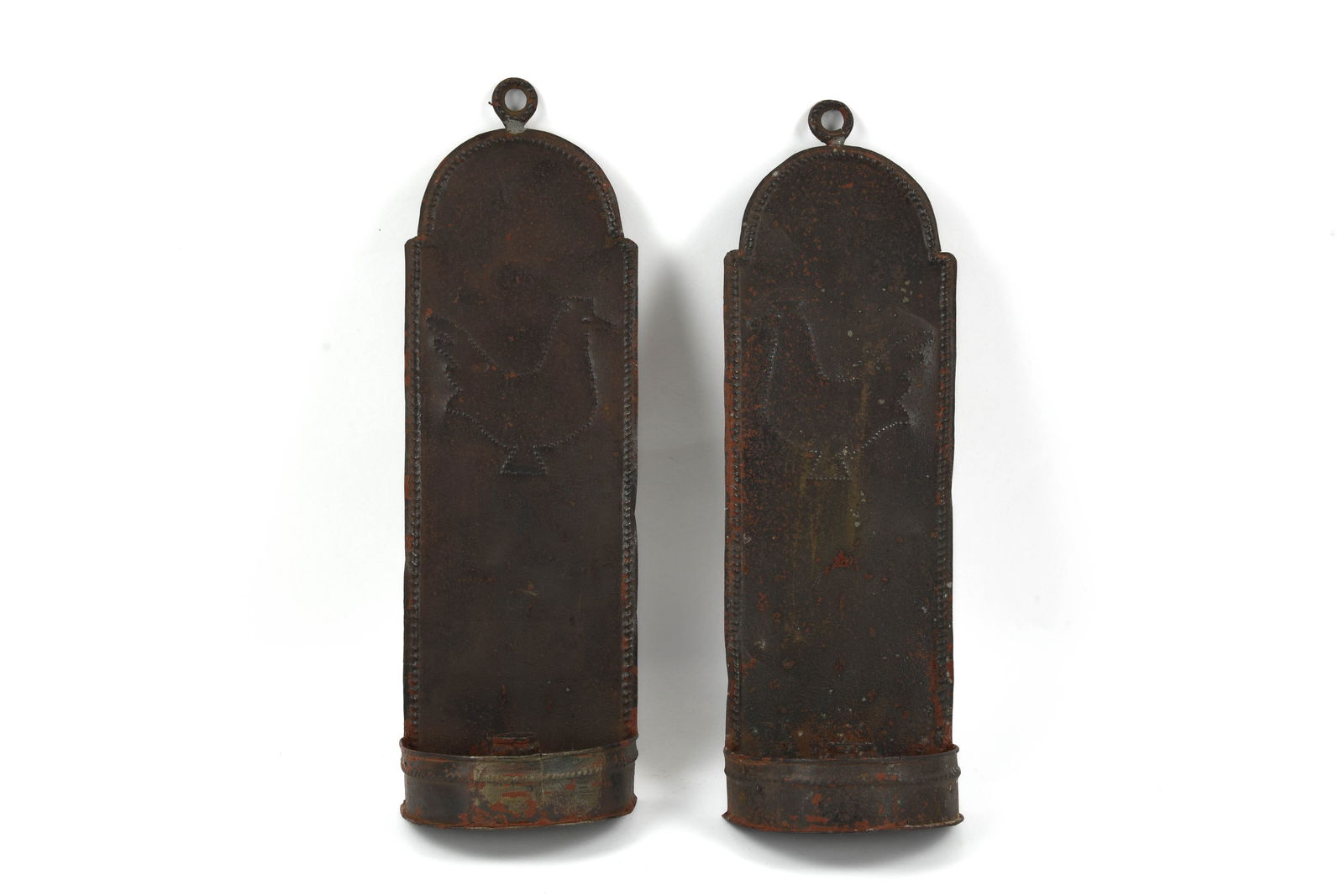 Punched Tin Chicken Decorated Candle Sconces (1 of 5)