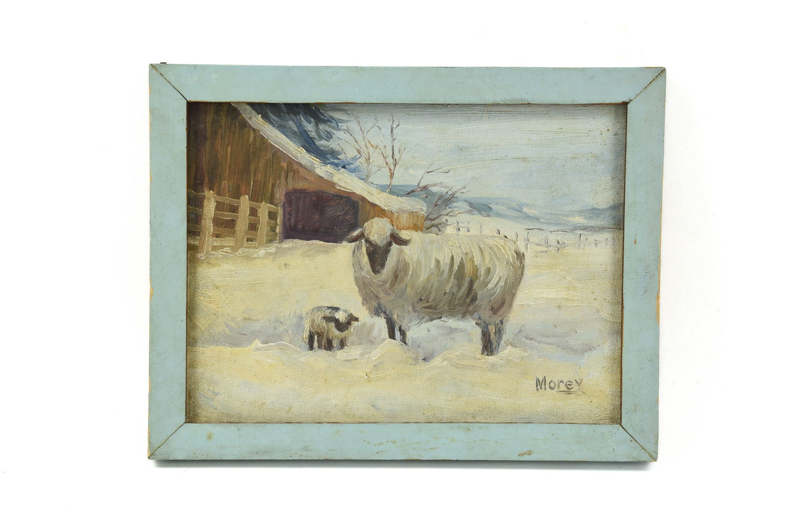 February Lamb Oil on Board Painting Signed Morey (1 of 3)