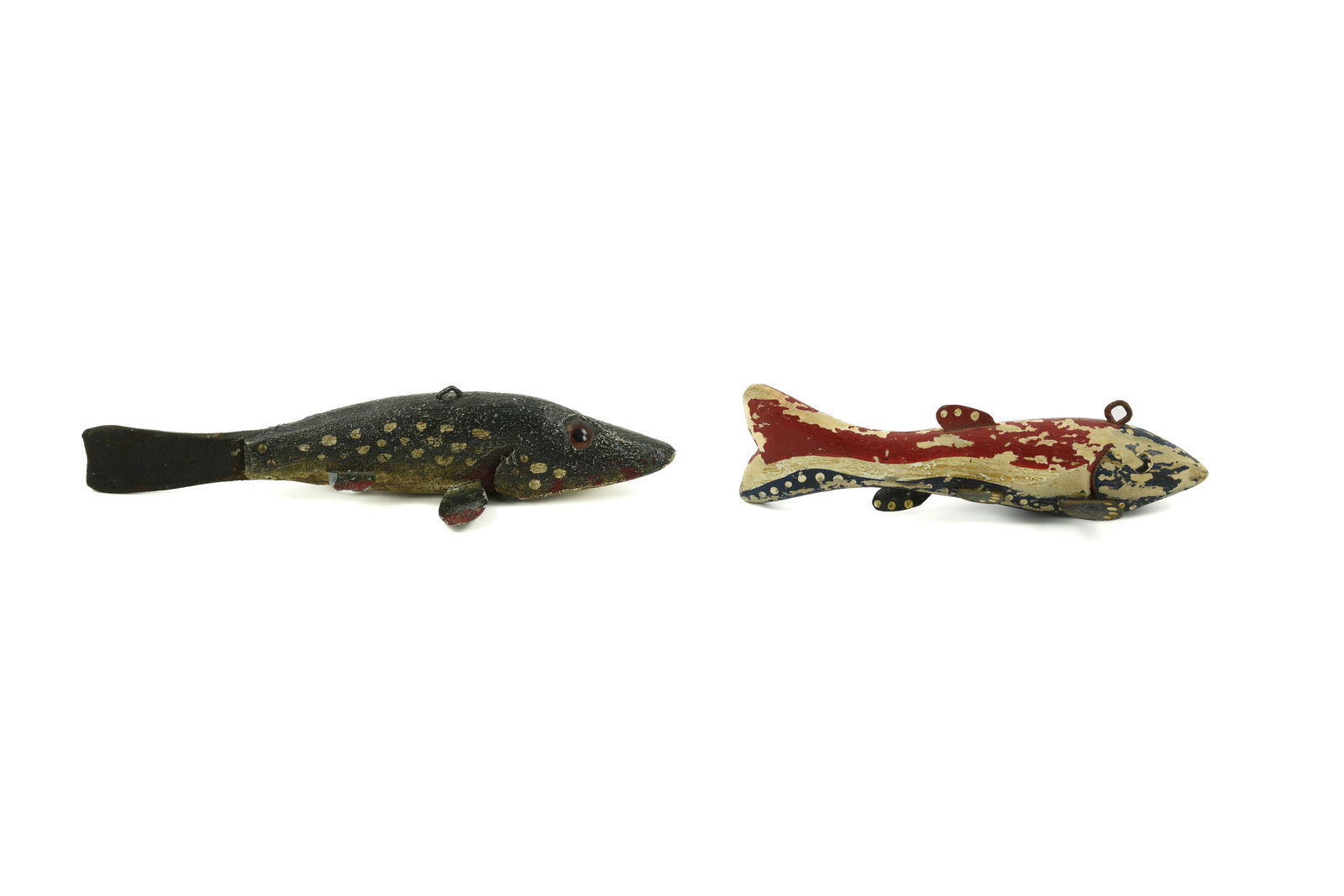 2 Wooden Carved & Painted Fish Decoys (1 of 3)