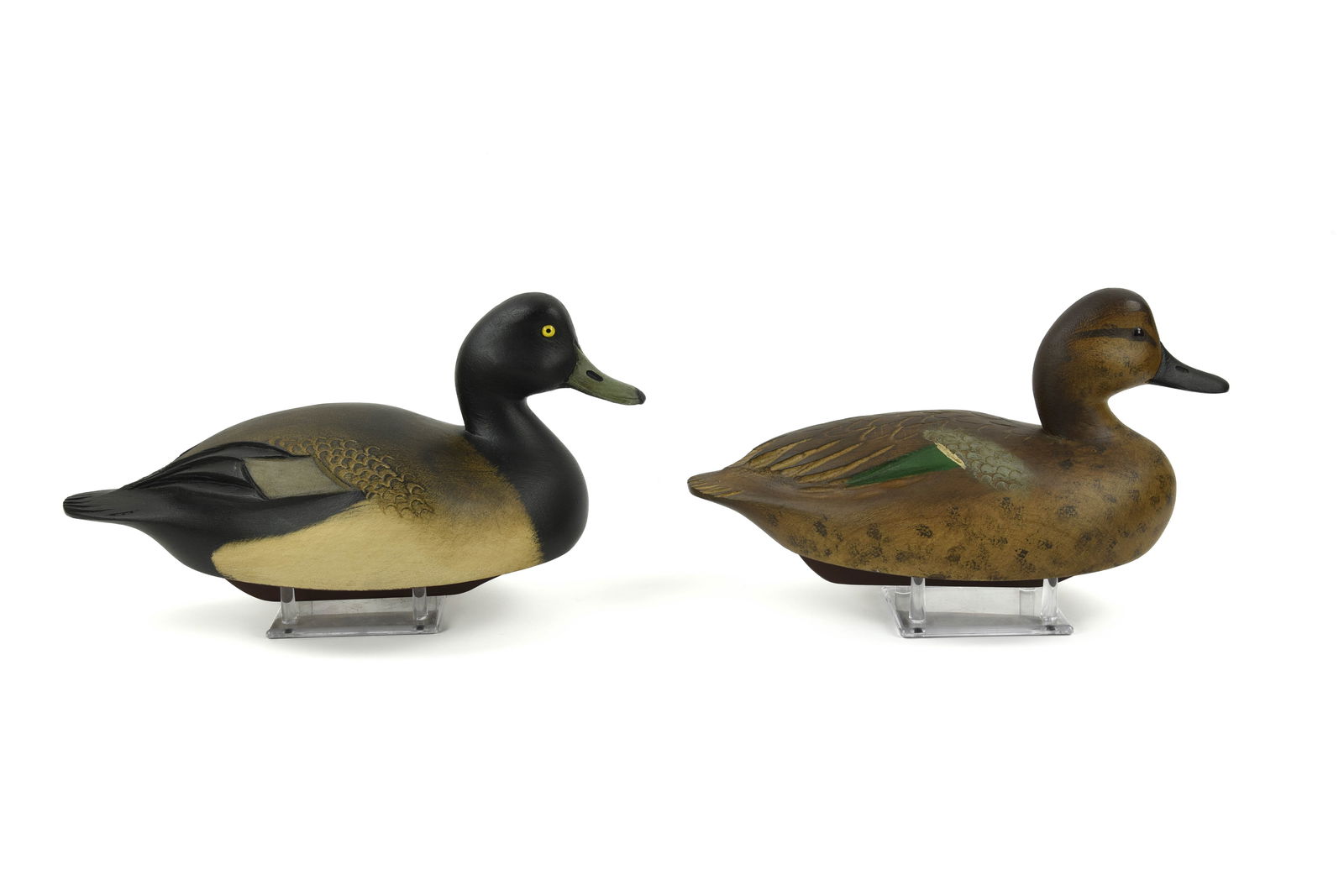 Pair of Decorative Duck Decoys Signed Darkfeather (1 of 4)