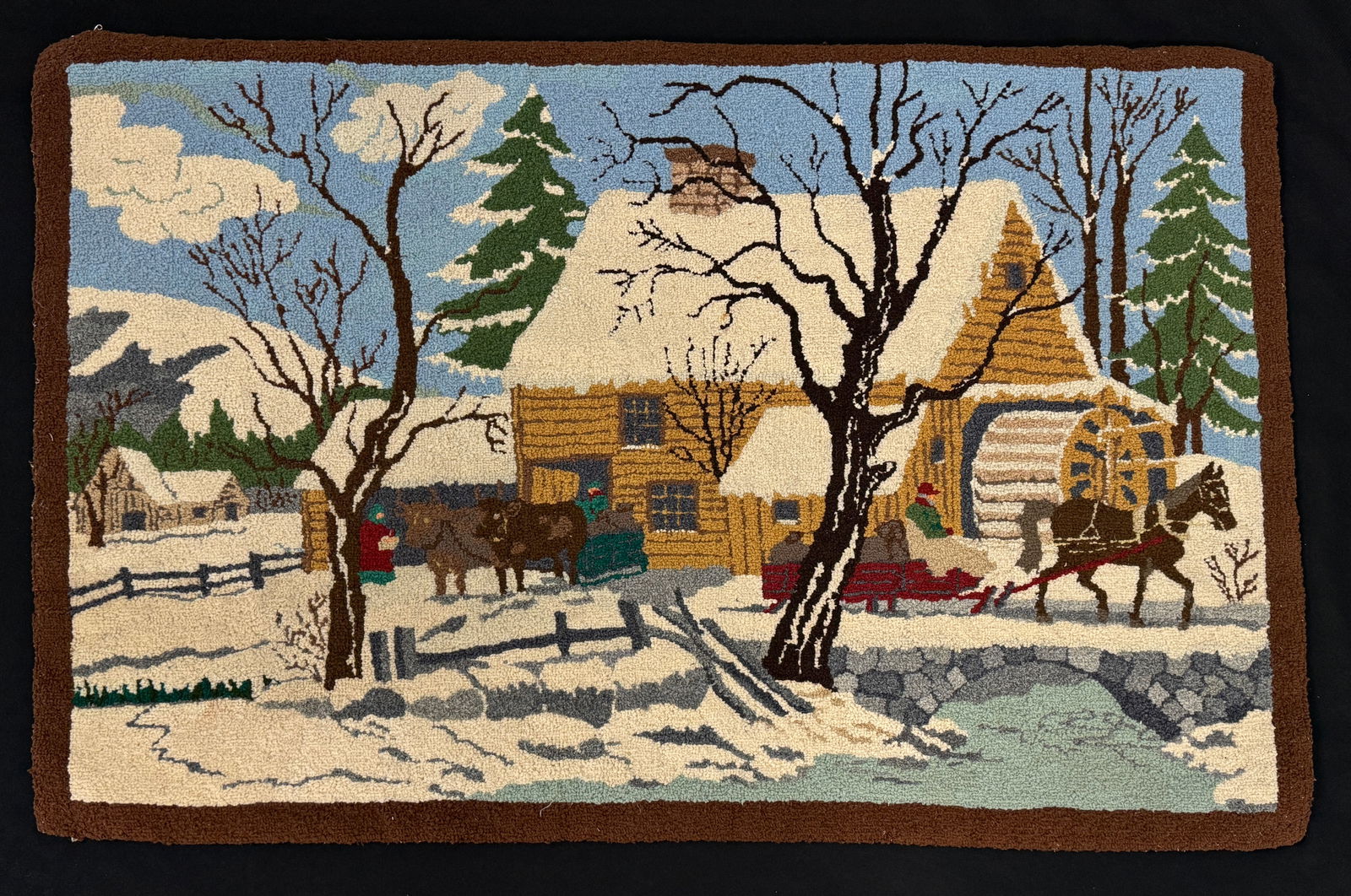 Country Winter Scene Hooked Rug (1 of 3)