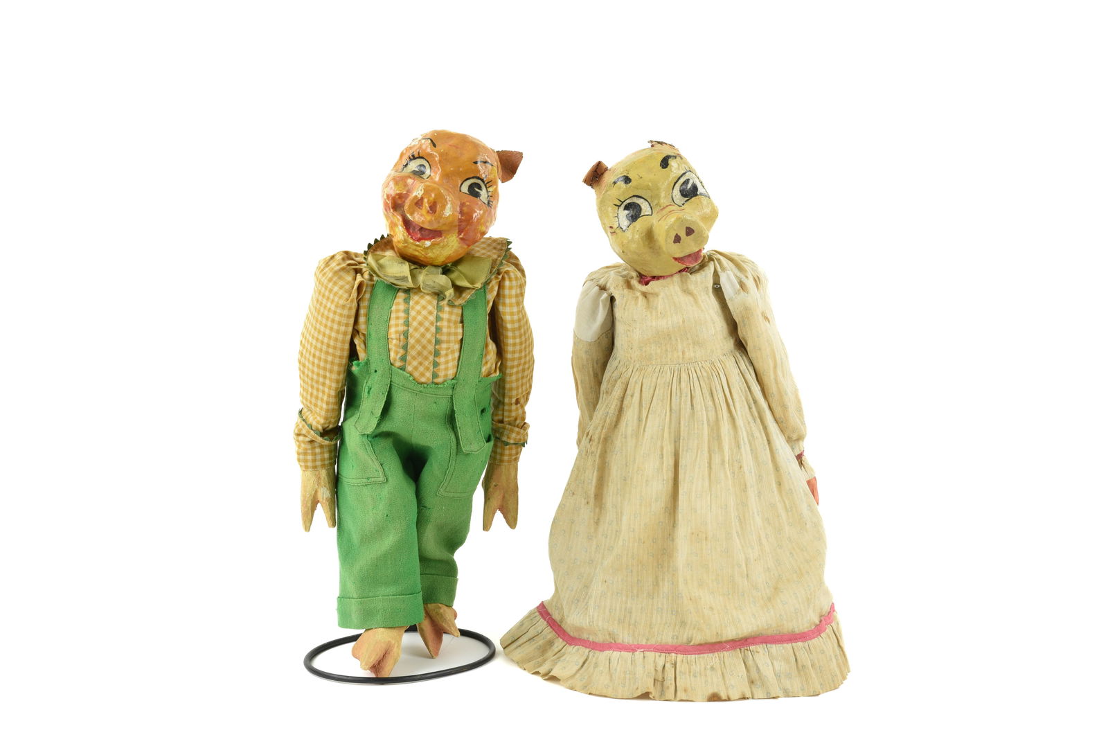 Pair of Folk Art Pig Dolls (1 of 3)