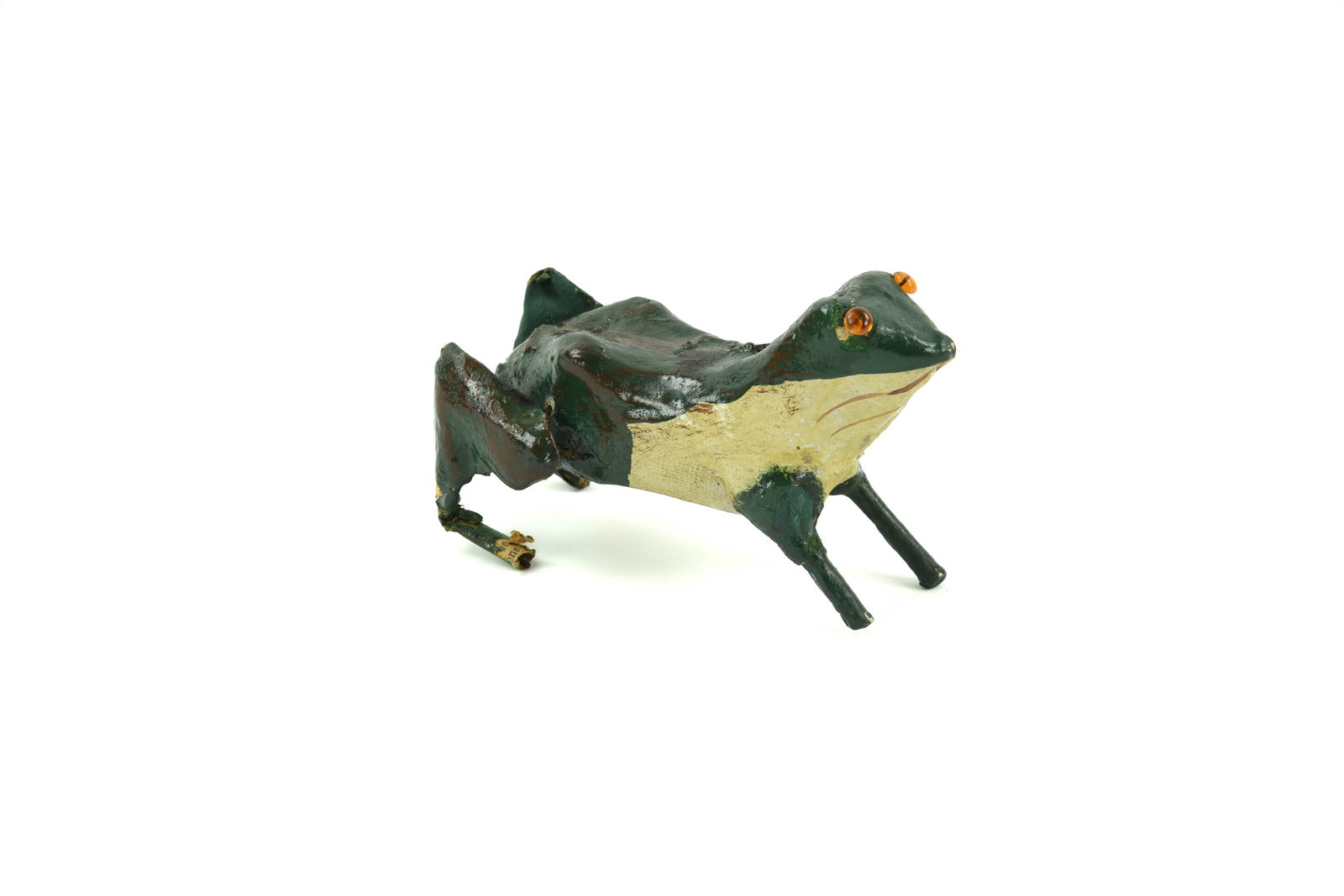 Folk Art Primitive Paper Mache Frog Squeak Toy (1 of 4)