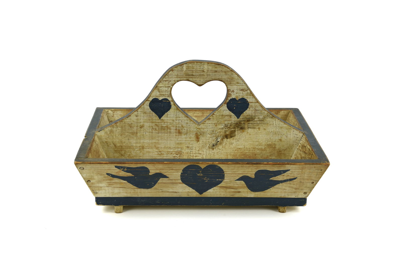 Country Painted Cutlery Box with Heart Handle (1 of 2)