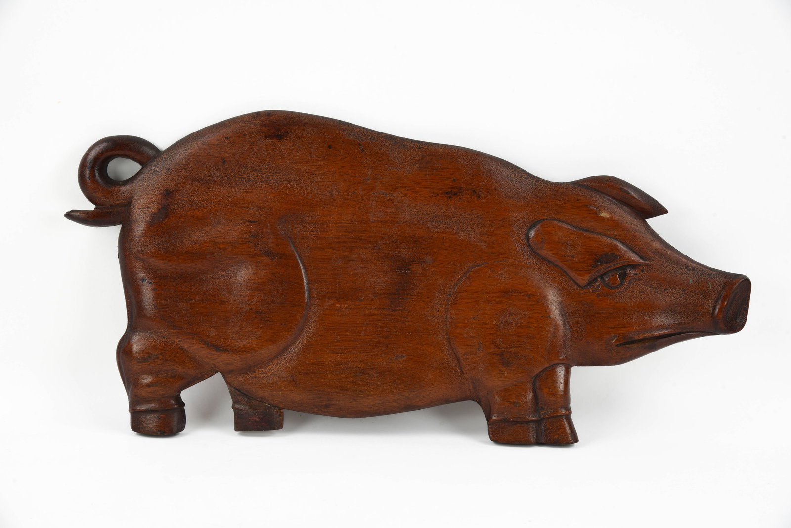 Relief Carved Wooden Pig (1 of 3)