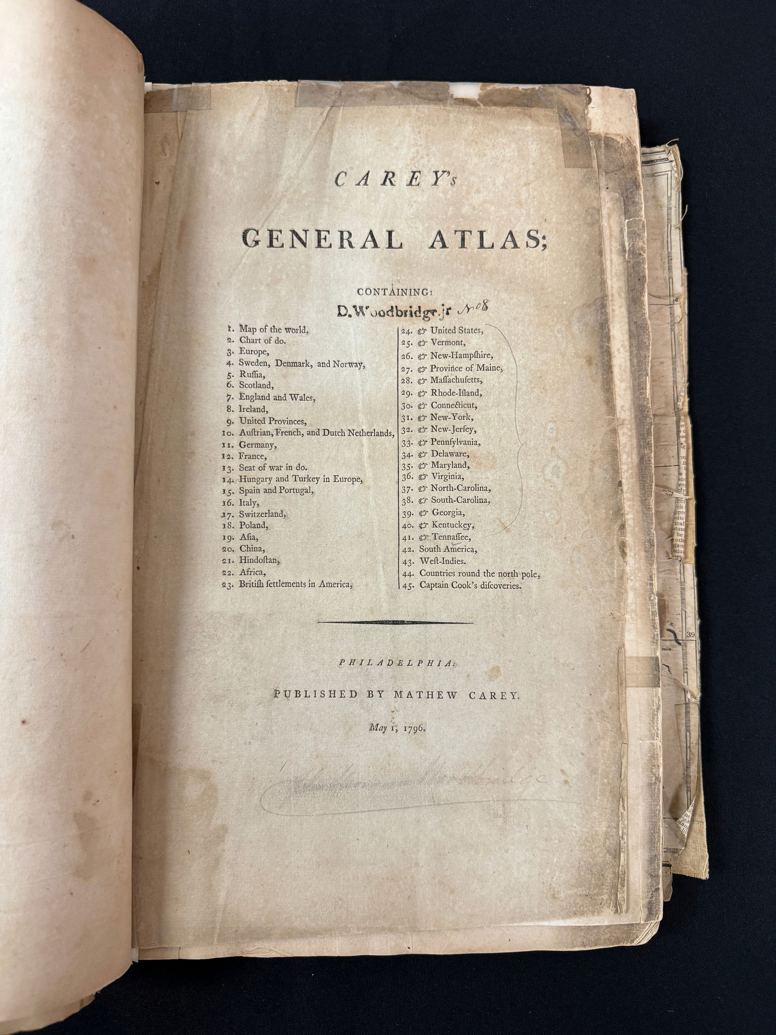 Ohio copy of Mathew Carey’s 1796 GENERAL ATLAS (1 of 20)
