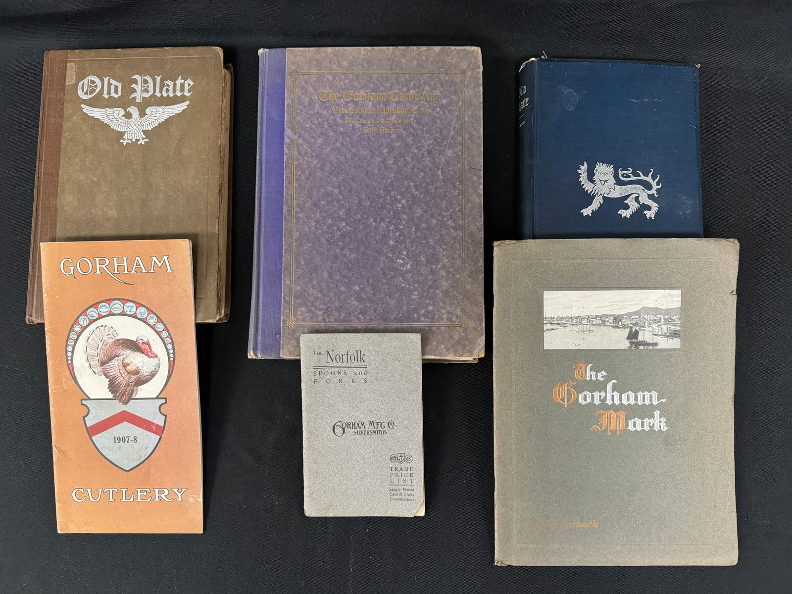GORHAM MFG CO.’S BOOK PUBLICATIONS: 3 vols, plus ephemera. Buck, J. H. Old Plates, Ecclesiastical, Decorative, and Domestic; Its Makers and Marks. With eighty-two illustrations. New York: The Gorham Manufacturing Company, 1888. First ed