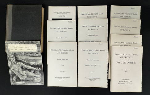 Clark Art Institute Silver Exhibition Catalogues: 11 vols. Nine (9) Sterling and Francine Clark Art Institute Silver Exhibition catalogues, 1953-1966. All photomechanically illustrated octavos in orig. printed wrappers. Including a Paul de Lamerie ex