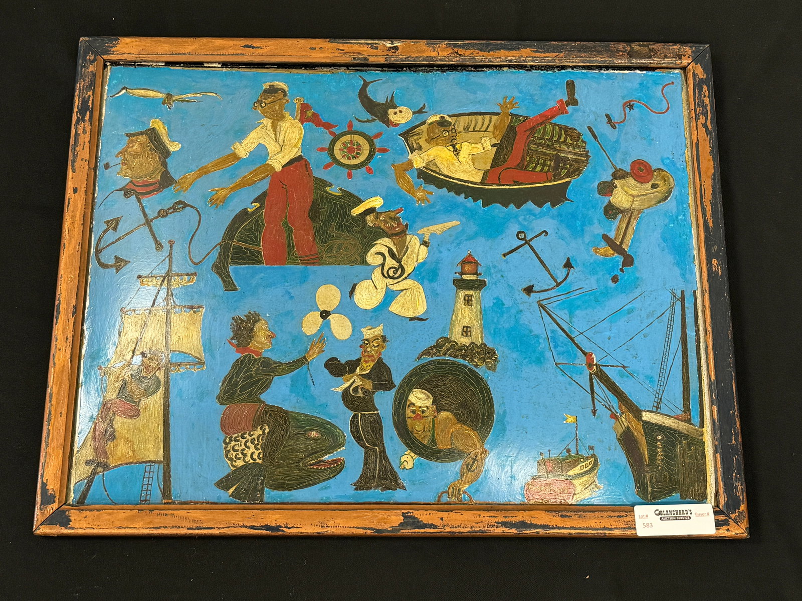 Henry Powers 1940 Nautical Theme Folk Art Painting (1 of 8)