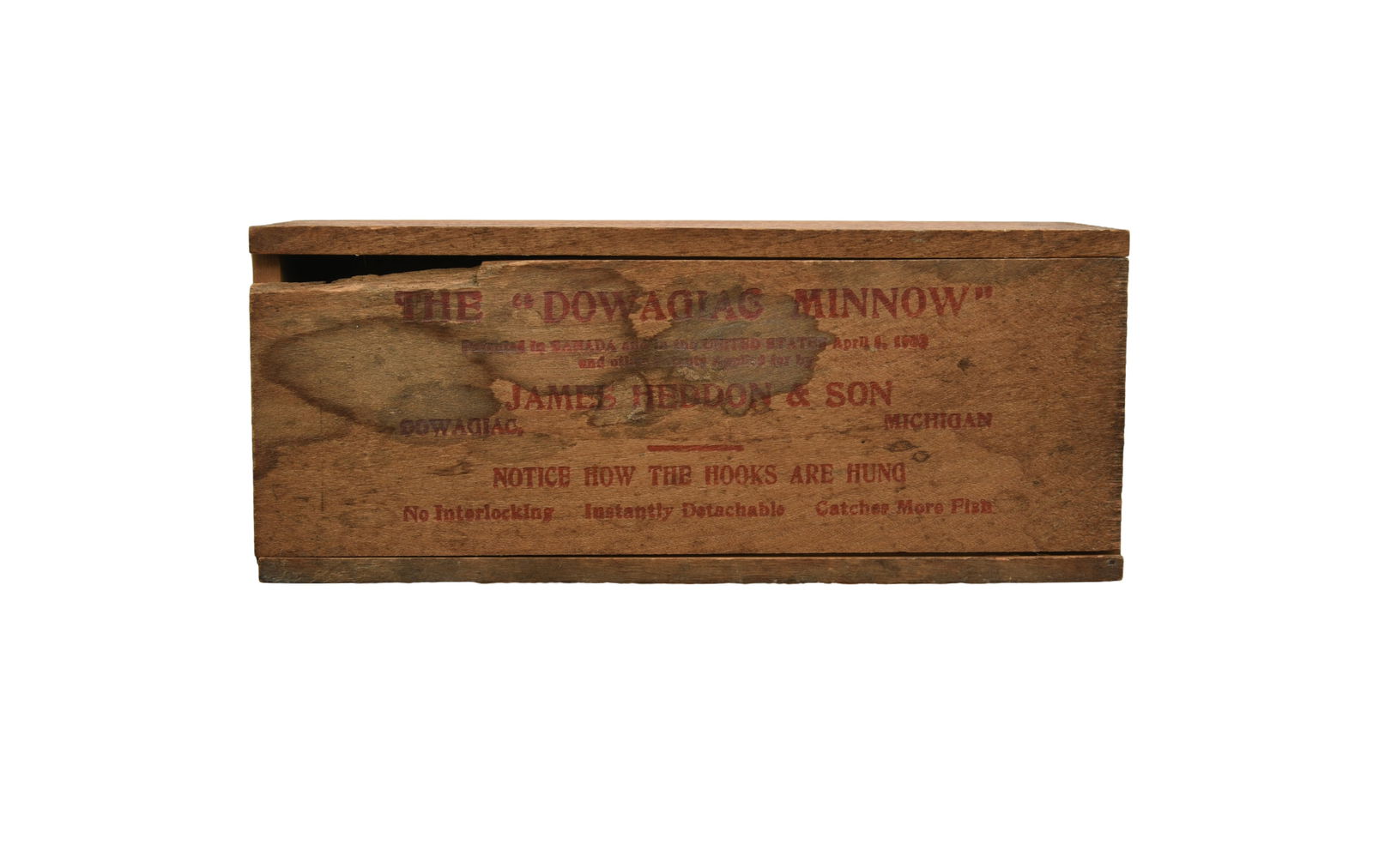 Early Heddon 176 Wood Slide-Lid Box (1 of 2)