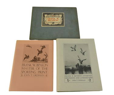 3 Frank Benson Art Books: Modern Masters of Etching by Frank Benson 1925. Frank W. Benson Master of the Sporting Print by John Ordeman signed and numbered 296 / 1000. Frank W. Benson's Etchings, Dry Points and Lithographs by J