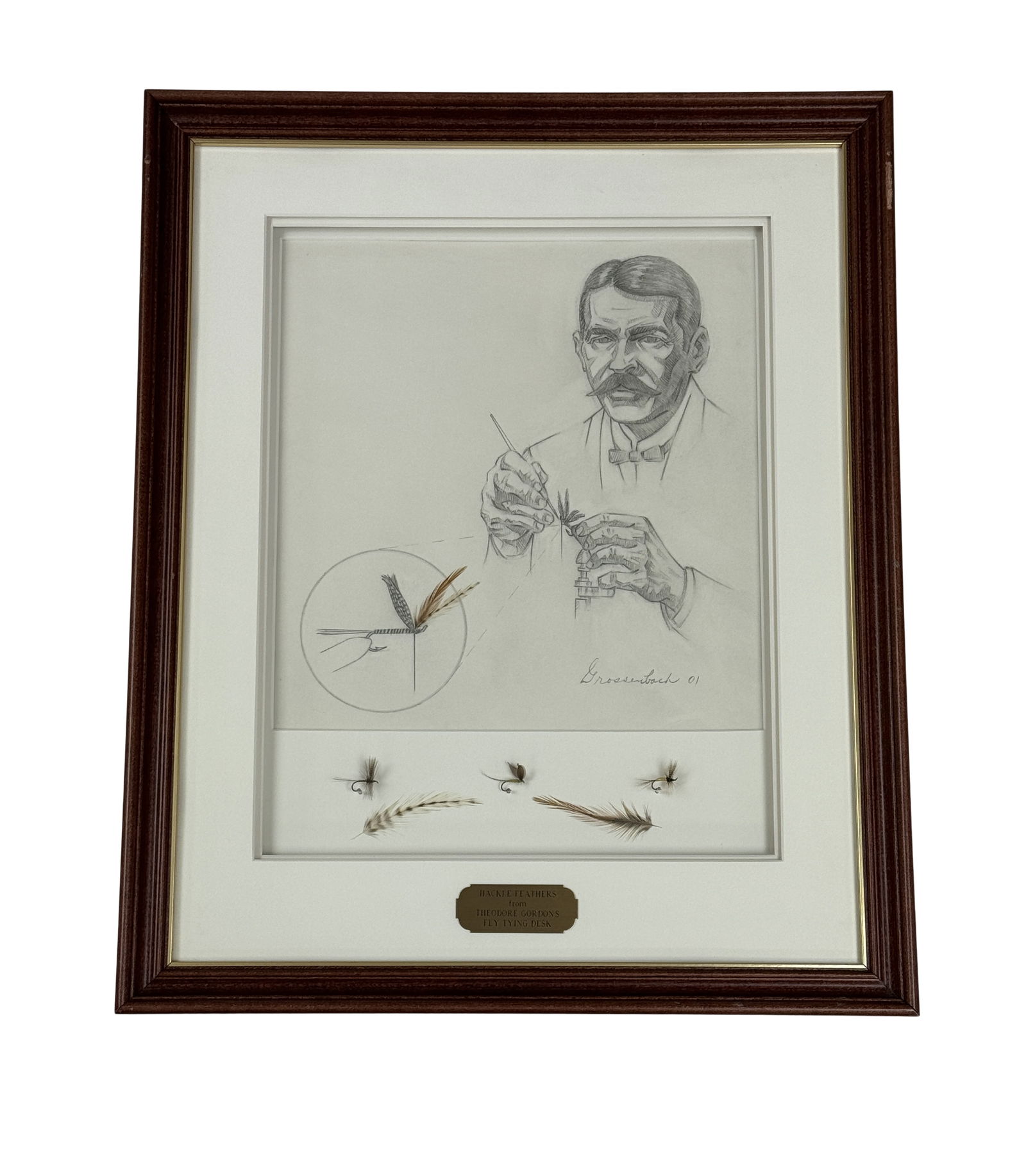 Framed Theodore Gordon's Hackle & Sketch (1 of 5)