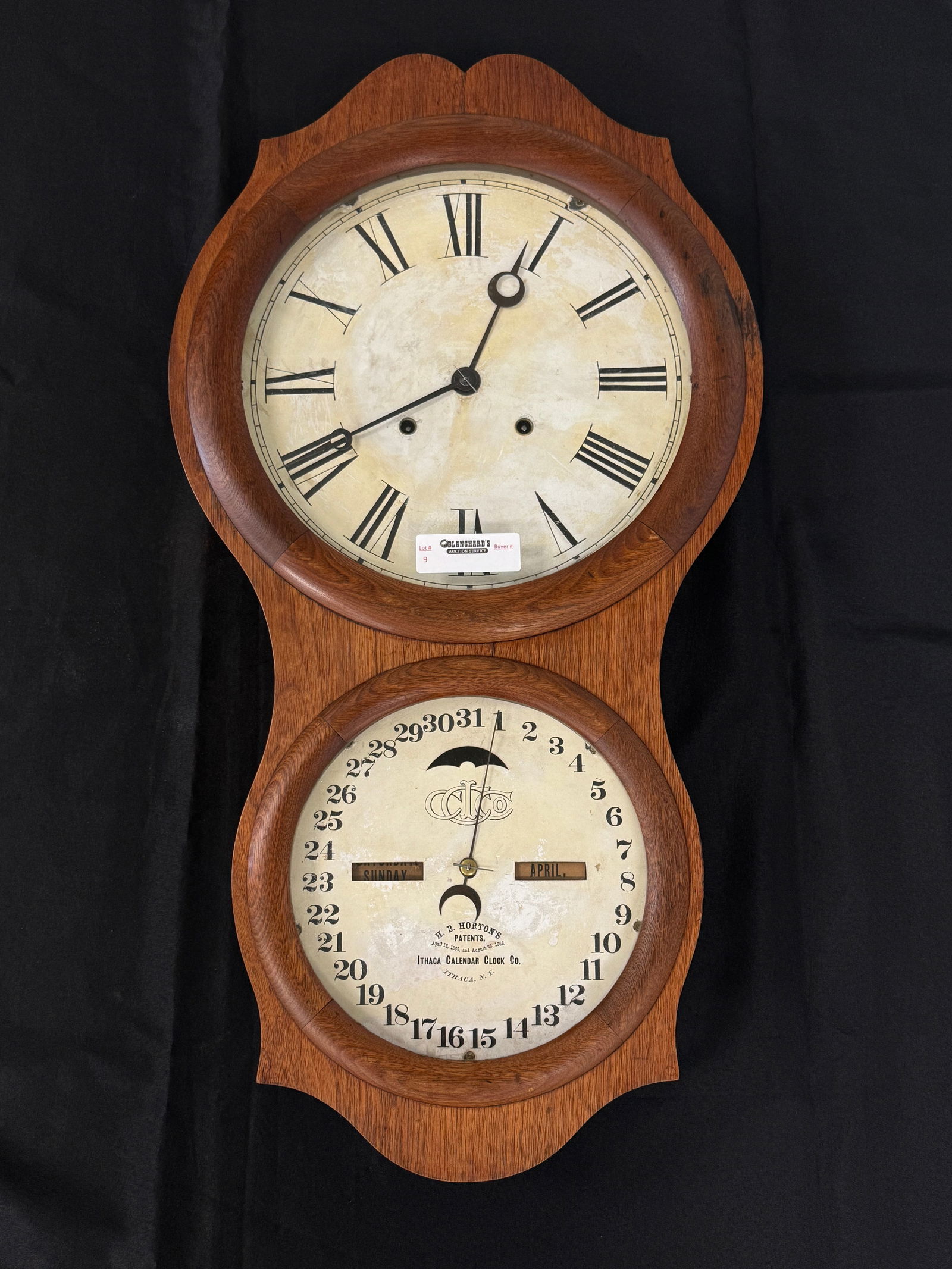 Ithaca No. 4 Hanging Office Calendar Clock (1 of 3)