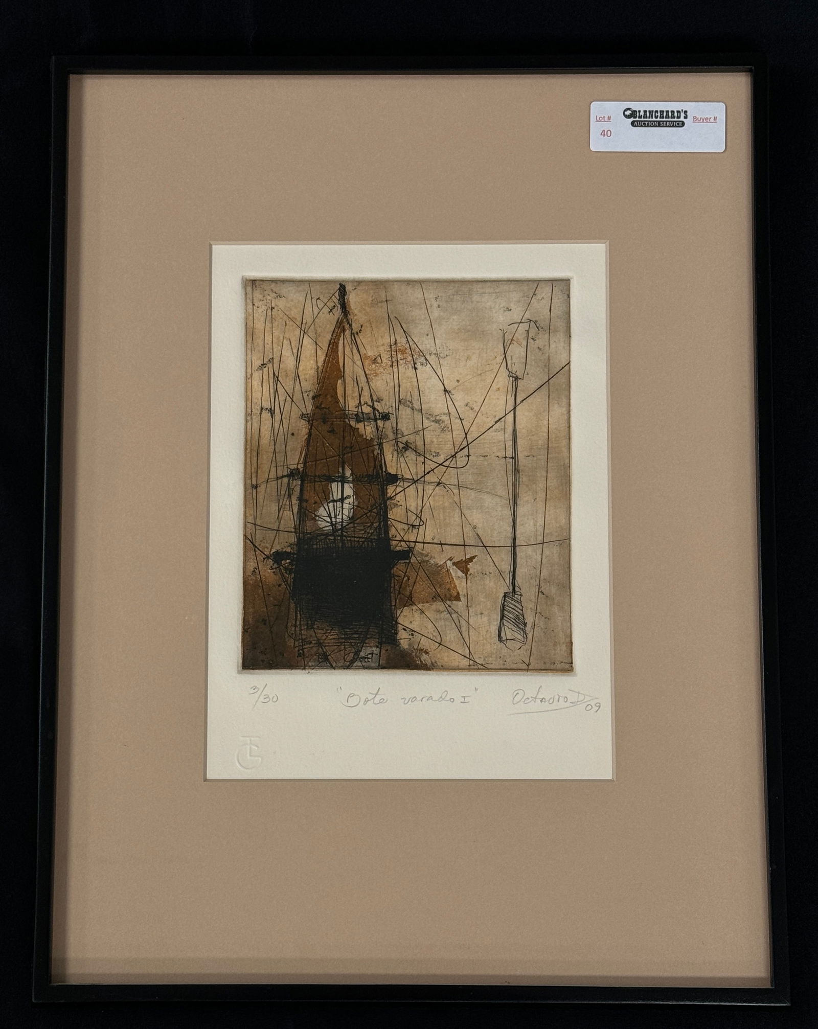 "Bote Varado I" Etching No. 3 / 30: signed and dated lower right. Framed and matted. Sight size is 7 3/4" x 10 1/2". Overall size is 14 1/2" x 18 3/4. PROVENANCE: William Vincent Shannon ( 1927 - 1988) Ambassador to Ireland under Presid