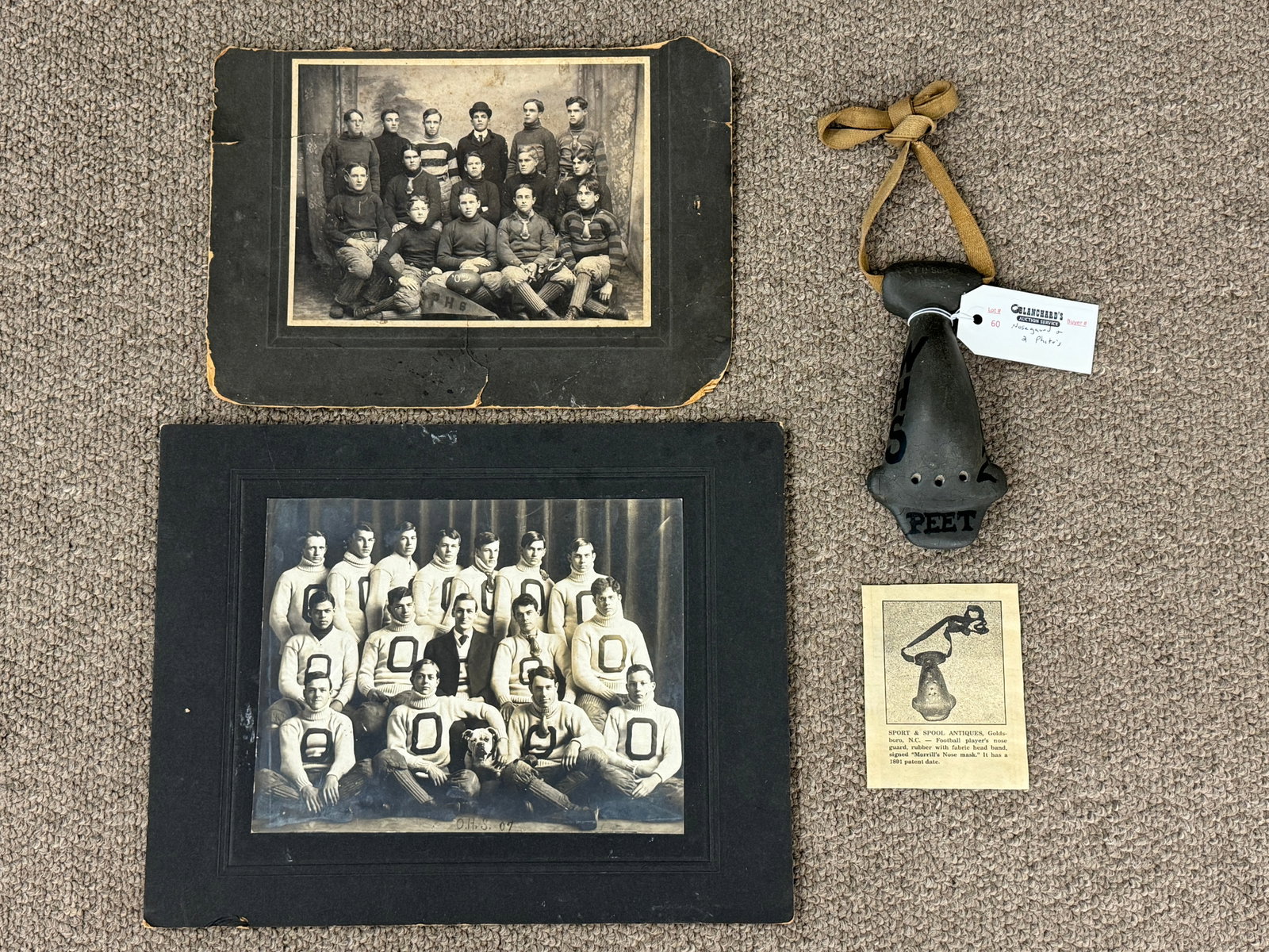 1899 Football Team Framed Photo: sweaters with the letter S. Possibly Syracuse. Overall size 18 1/2" x 22 1/2". Very good condition and nicely framed. From The Randy Rall Estate in Syracuse, NY.