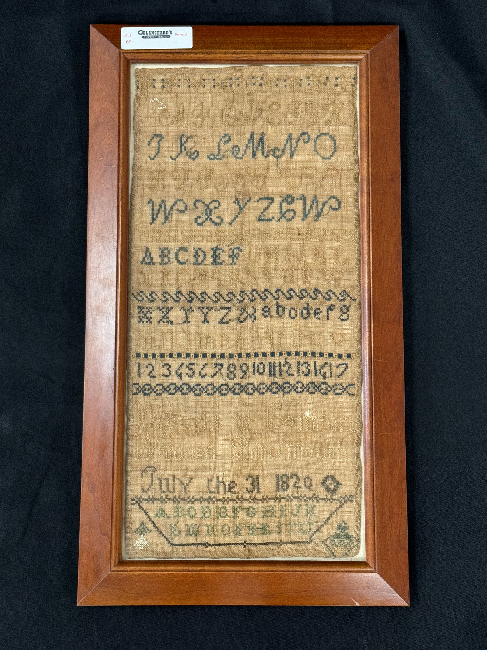 1820 Framed Portsmouth, NH Sampler (1 of 3)