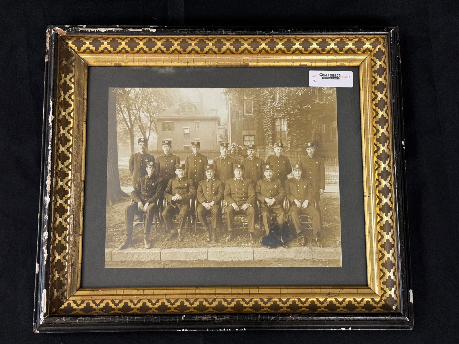 Early Fireman's Black & White Framed Photo (1 of 2)