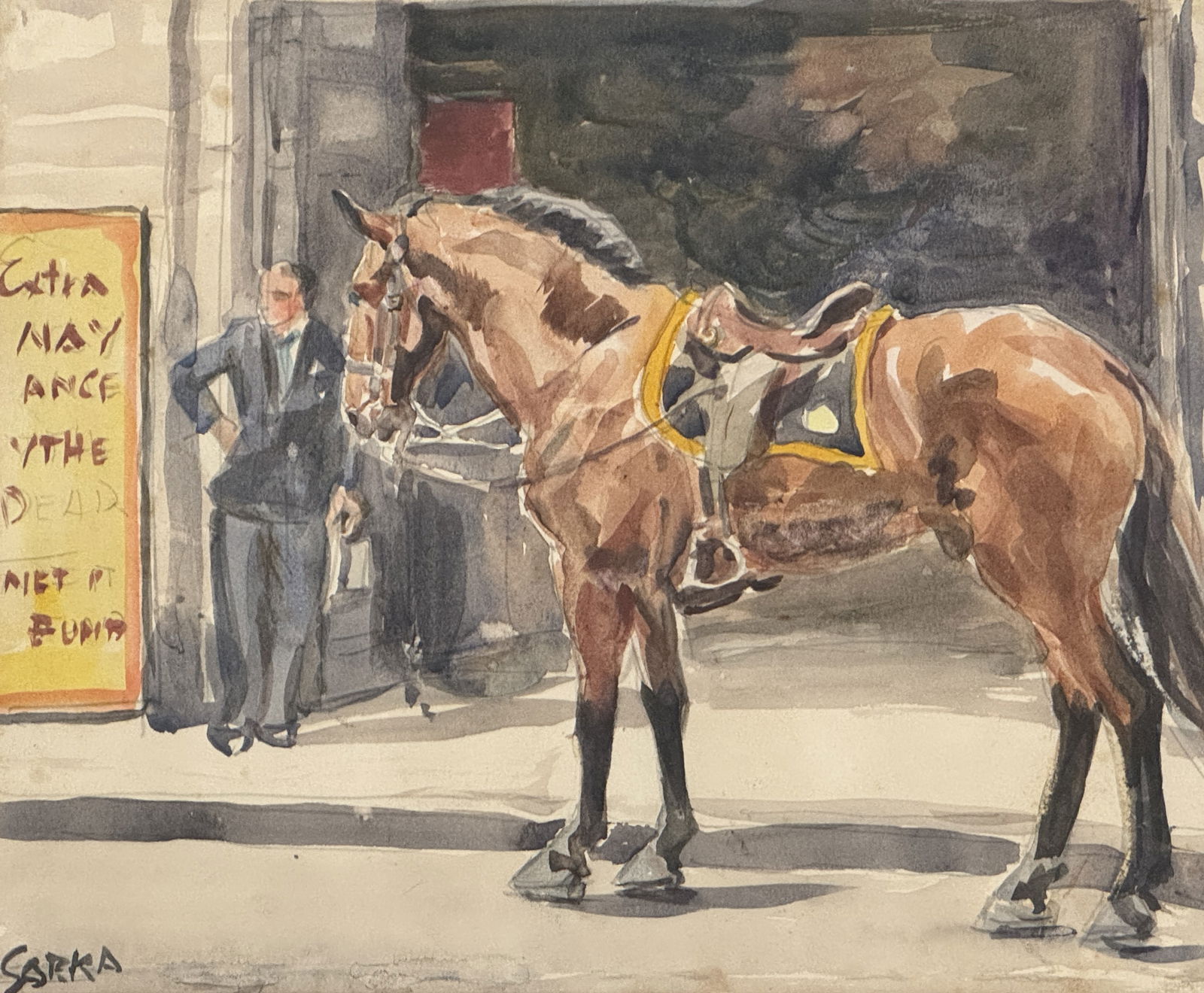 Charles Sarka Watercolor Painting of Horse (1 of 4)