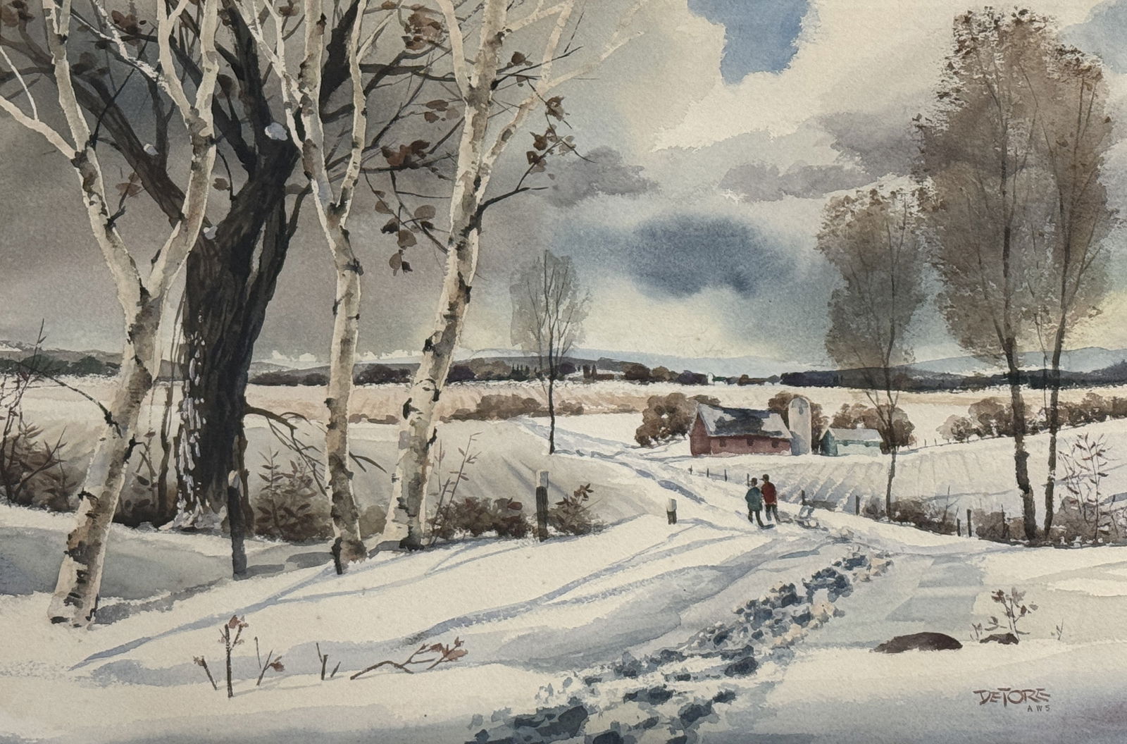 John DeTore Farm Scene Watercolor Painting (1 of 5)