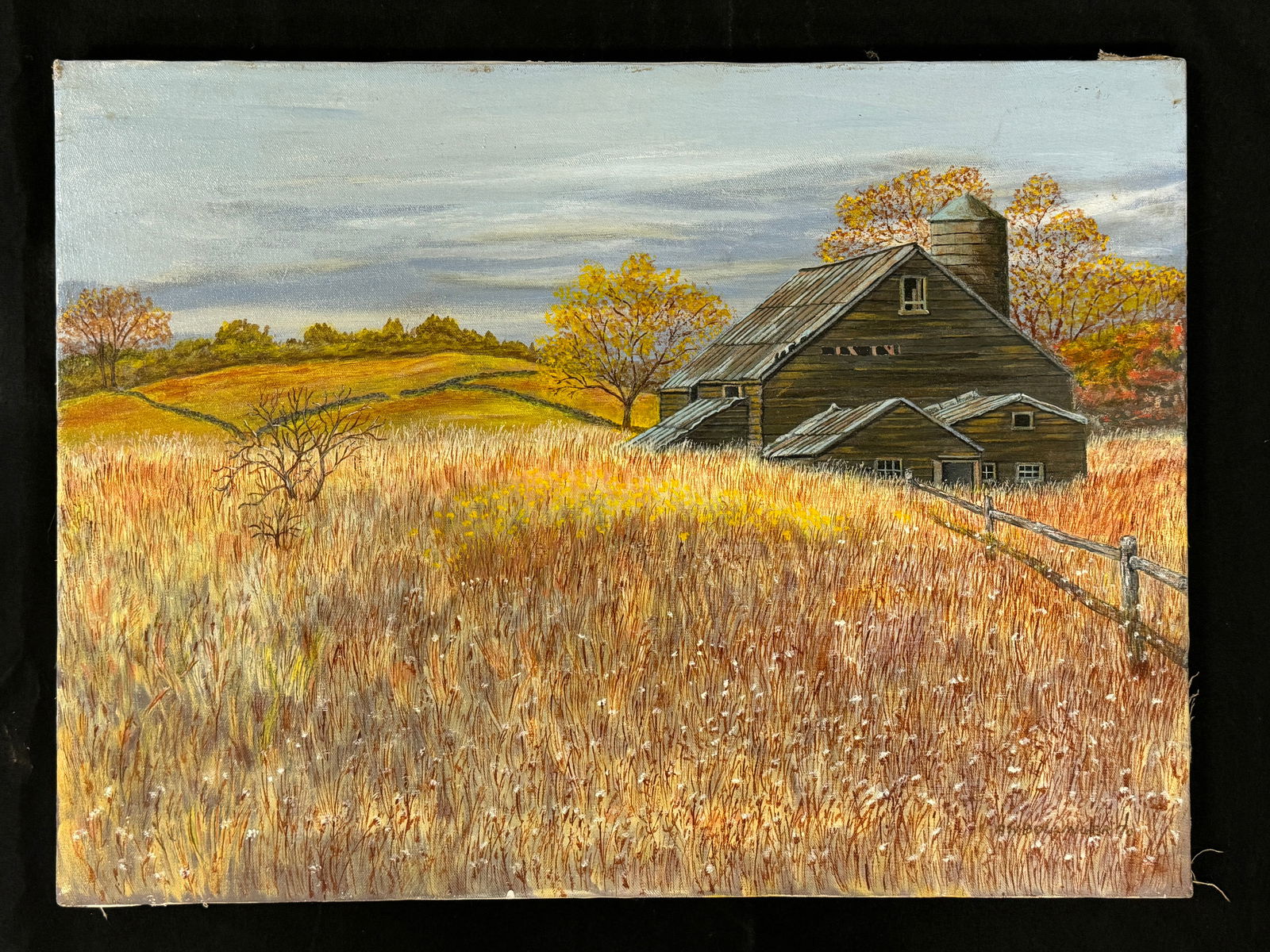 R. W. Bollinger Oil on Canvas - Fall Barn Scene (1 of 3)