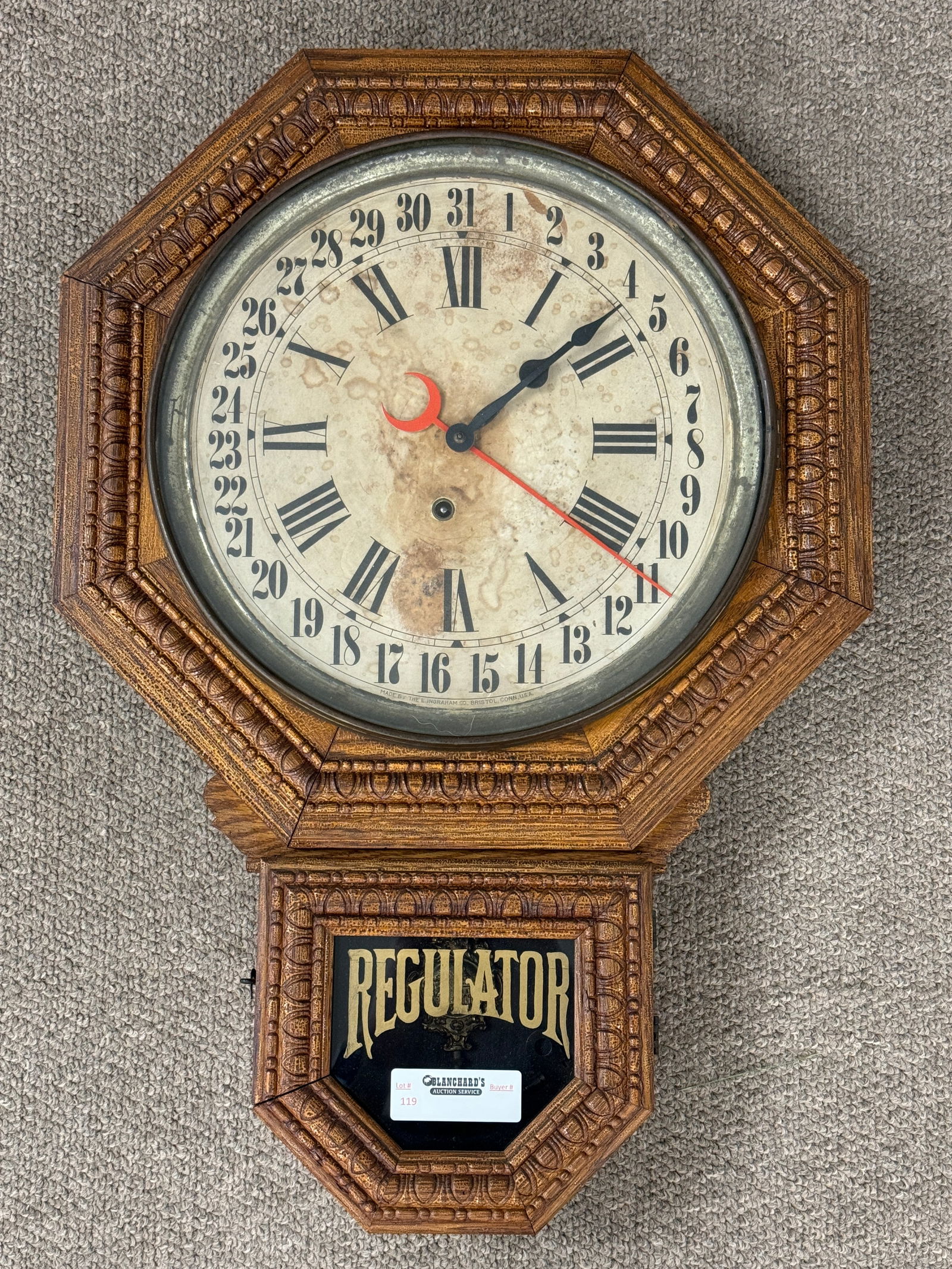 Ingraham Regulator Wall Calendar Clock (1 of 3)
