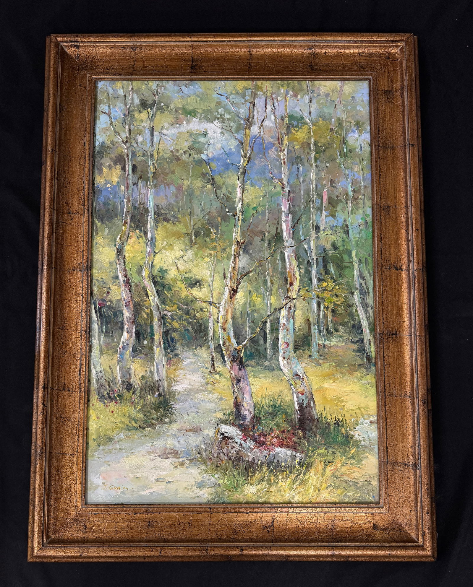 J. Gorita Oil on Canvas Pathway Through Trees (1 of 3)
